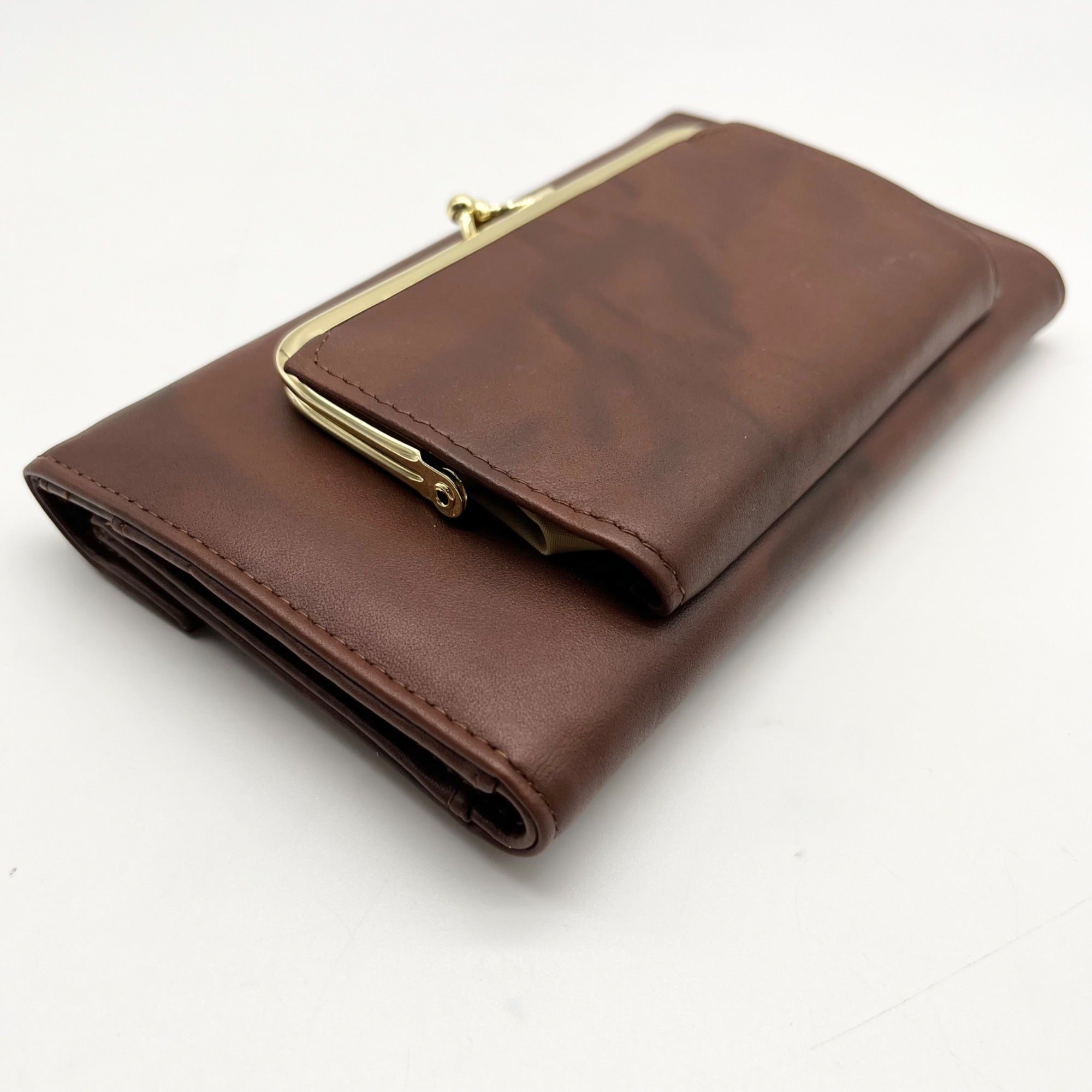 Julia Buxton Brown Leather Heiress Checkbook Wallet