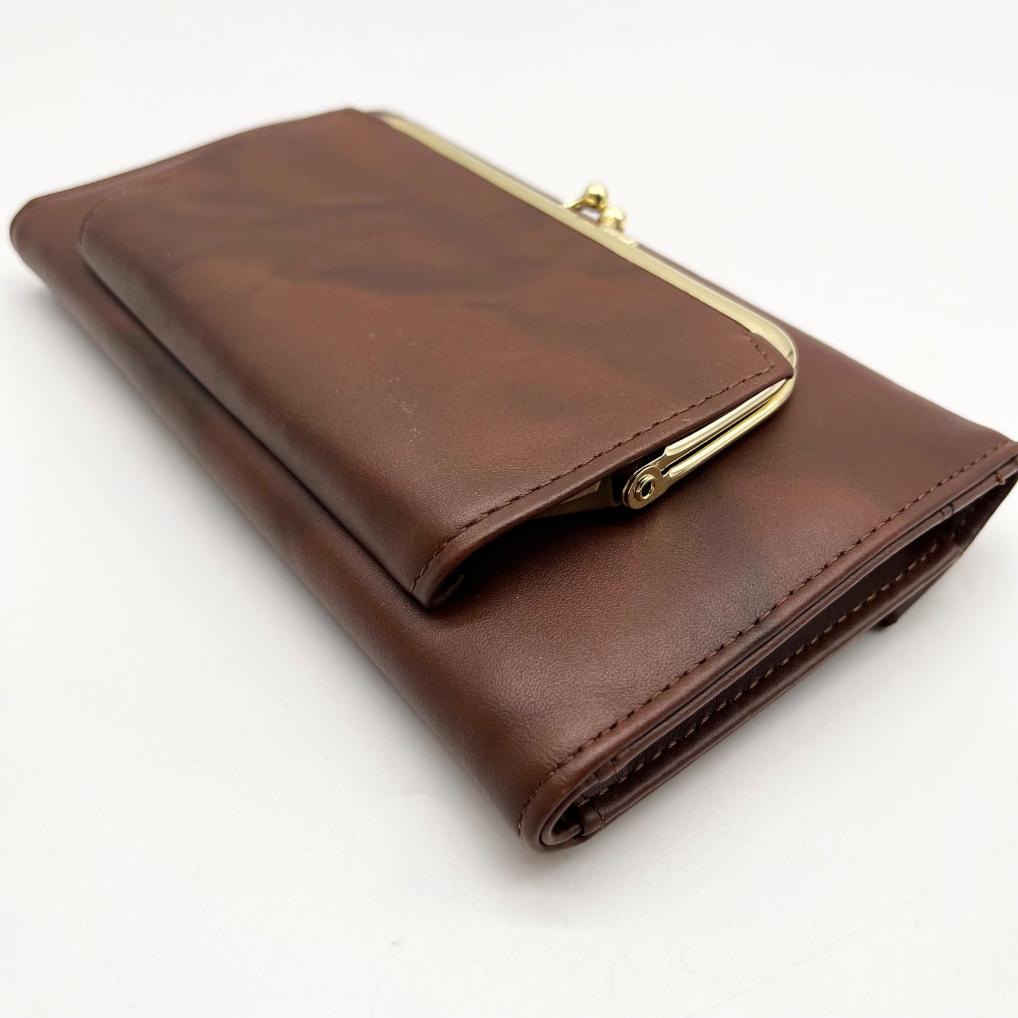 Julia Buxton Brown Leather Heiress Checkbook Wallet