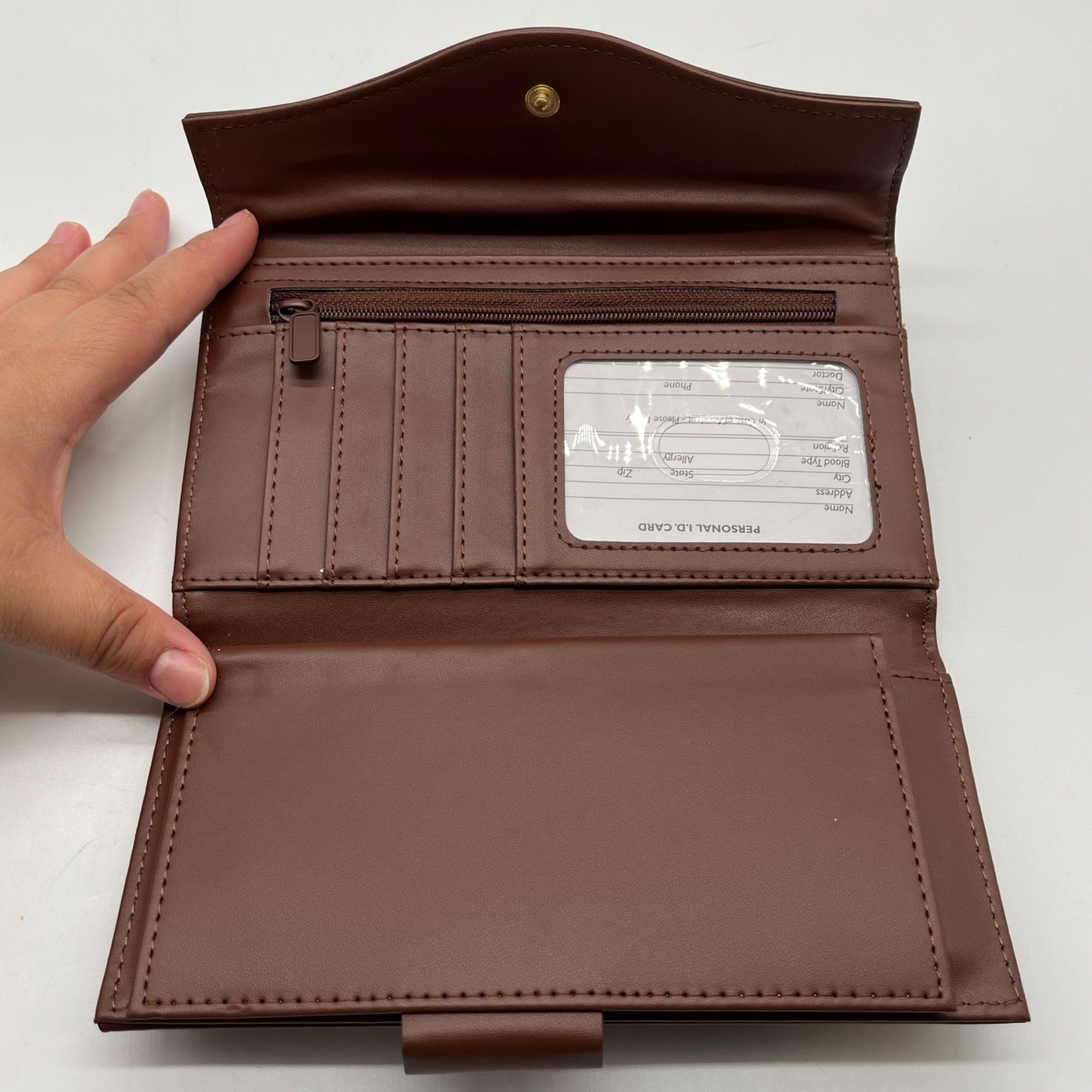 Julia Buxton Brown Leather Heiress Checkbook Wallet