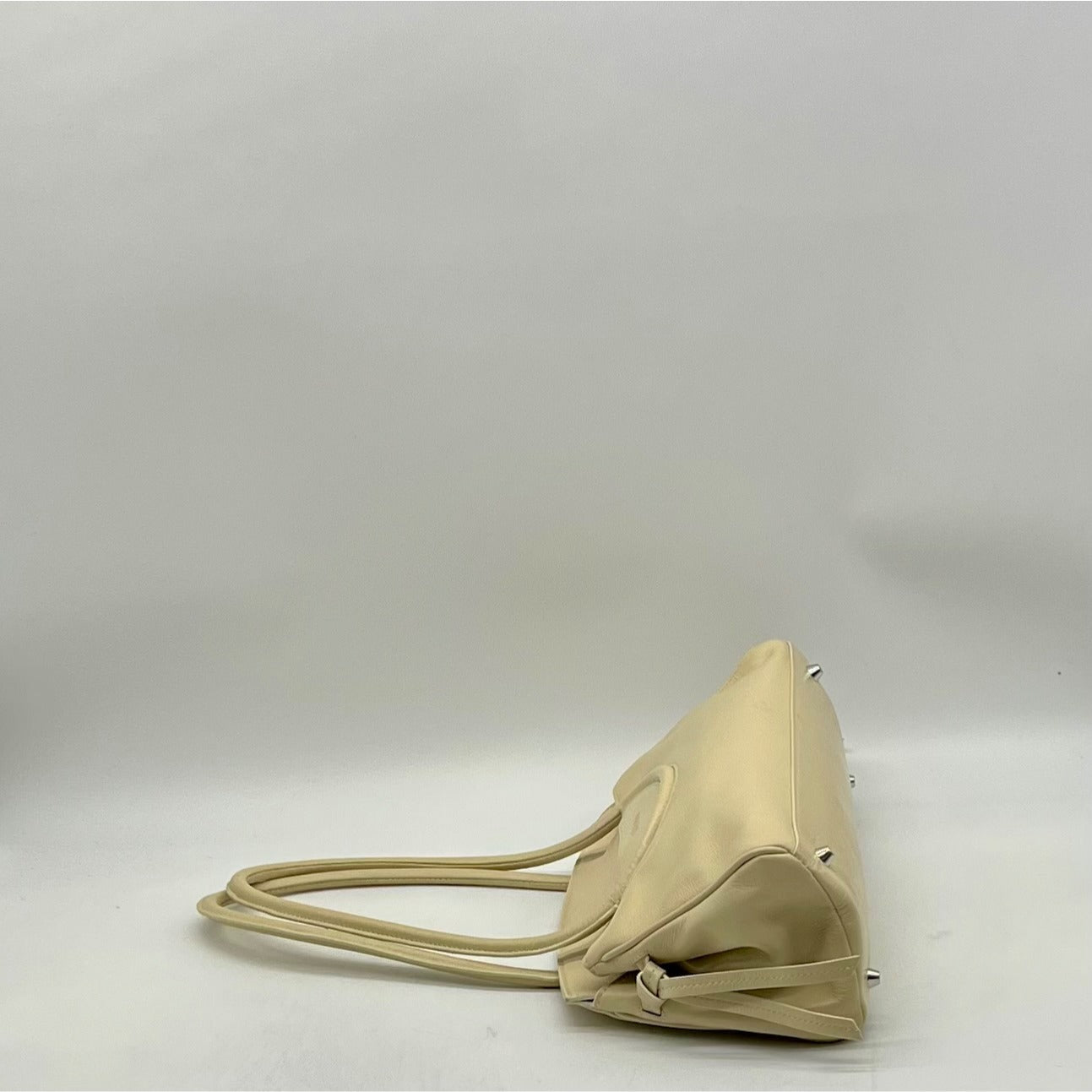 Staud Maude Beige Leather Shoulder Bag
