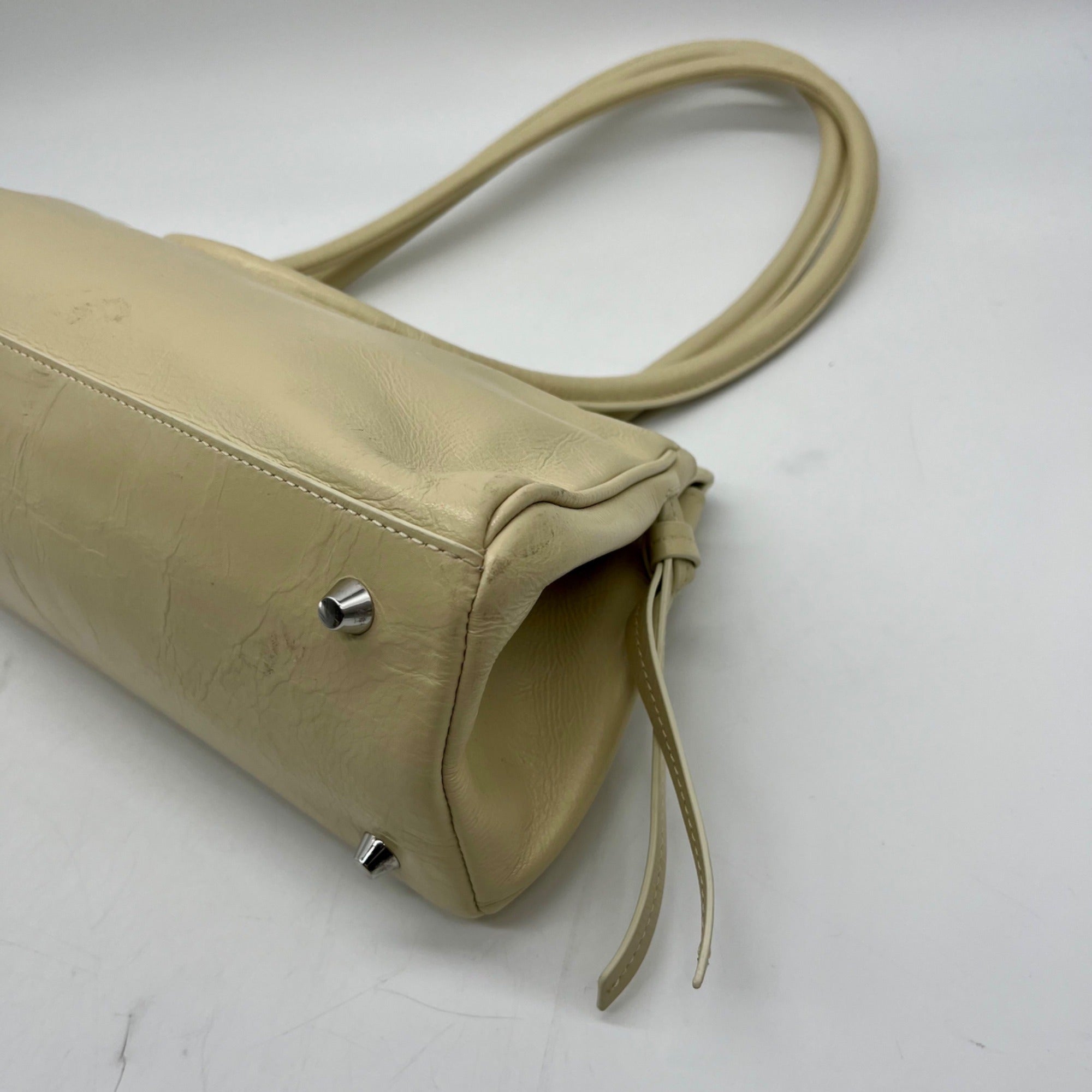 Staud Maude Beige Leather Shoulder Bag
