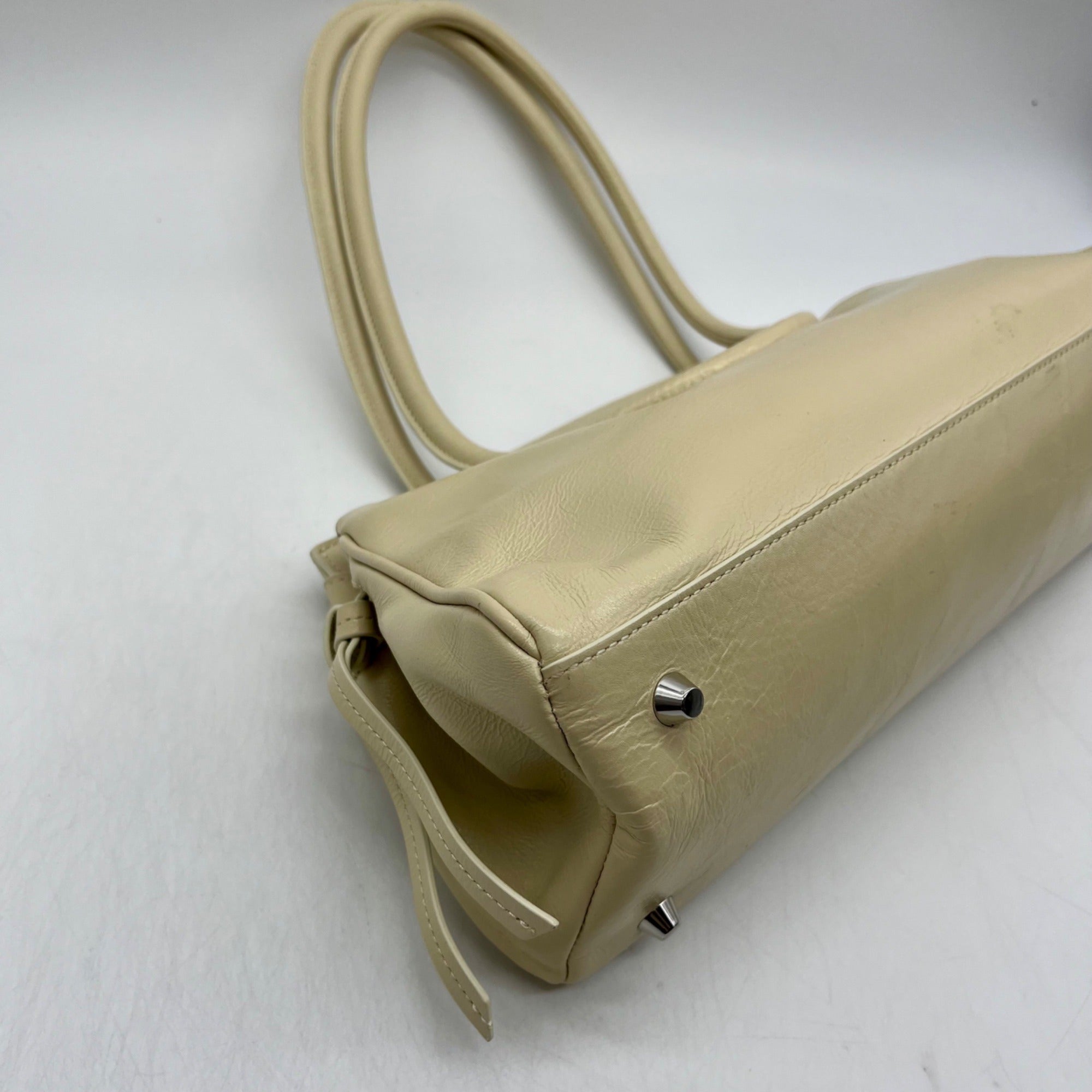 Staud Maude Beige Leather Shoulder Bag