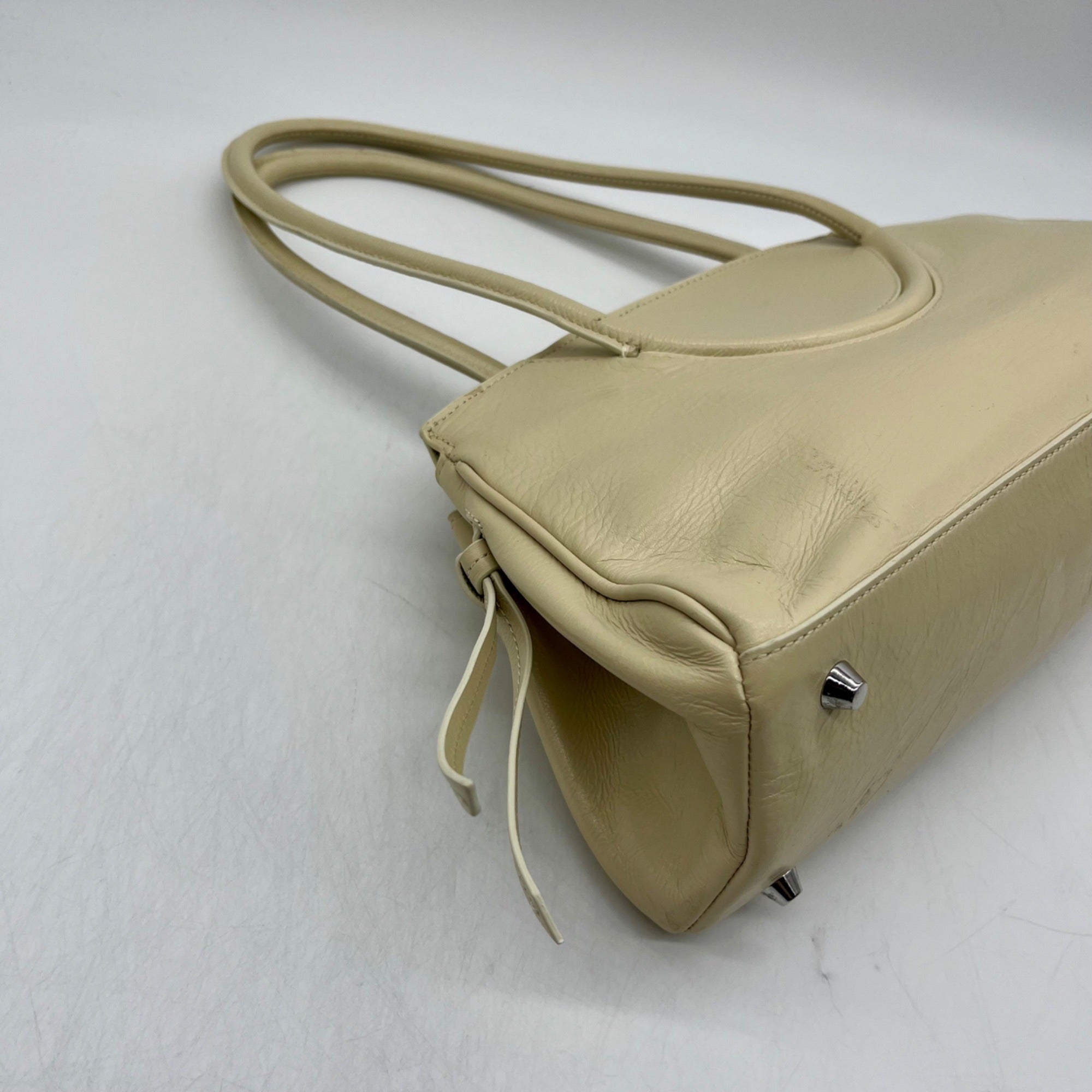 Staud Maude Beige Leather Shoulder Bag