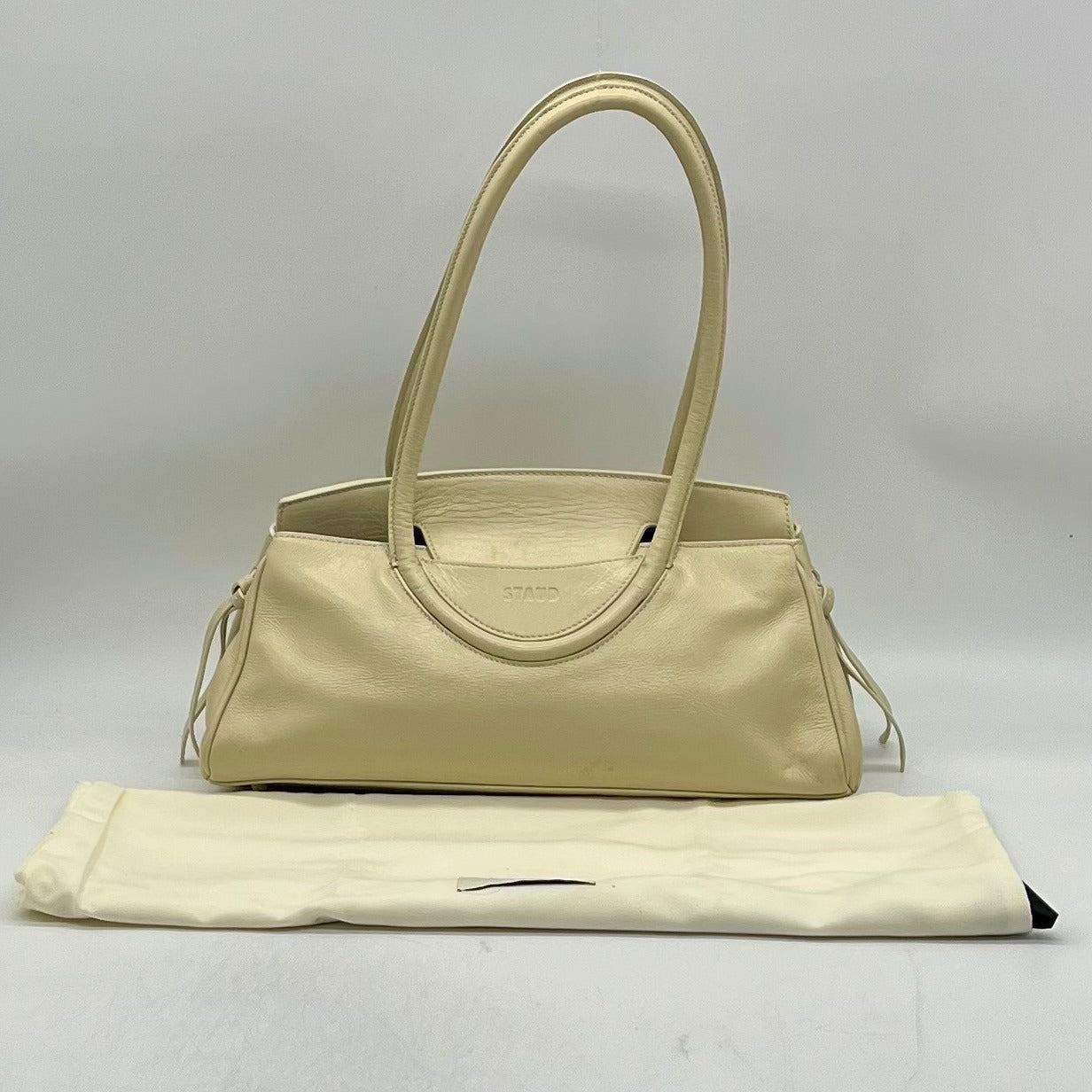 Staud Maude Beige Leather Shoulder Bag