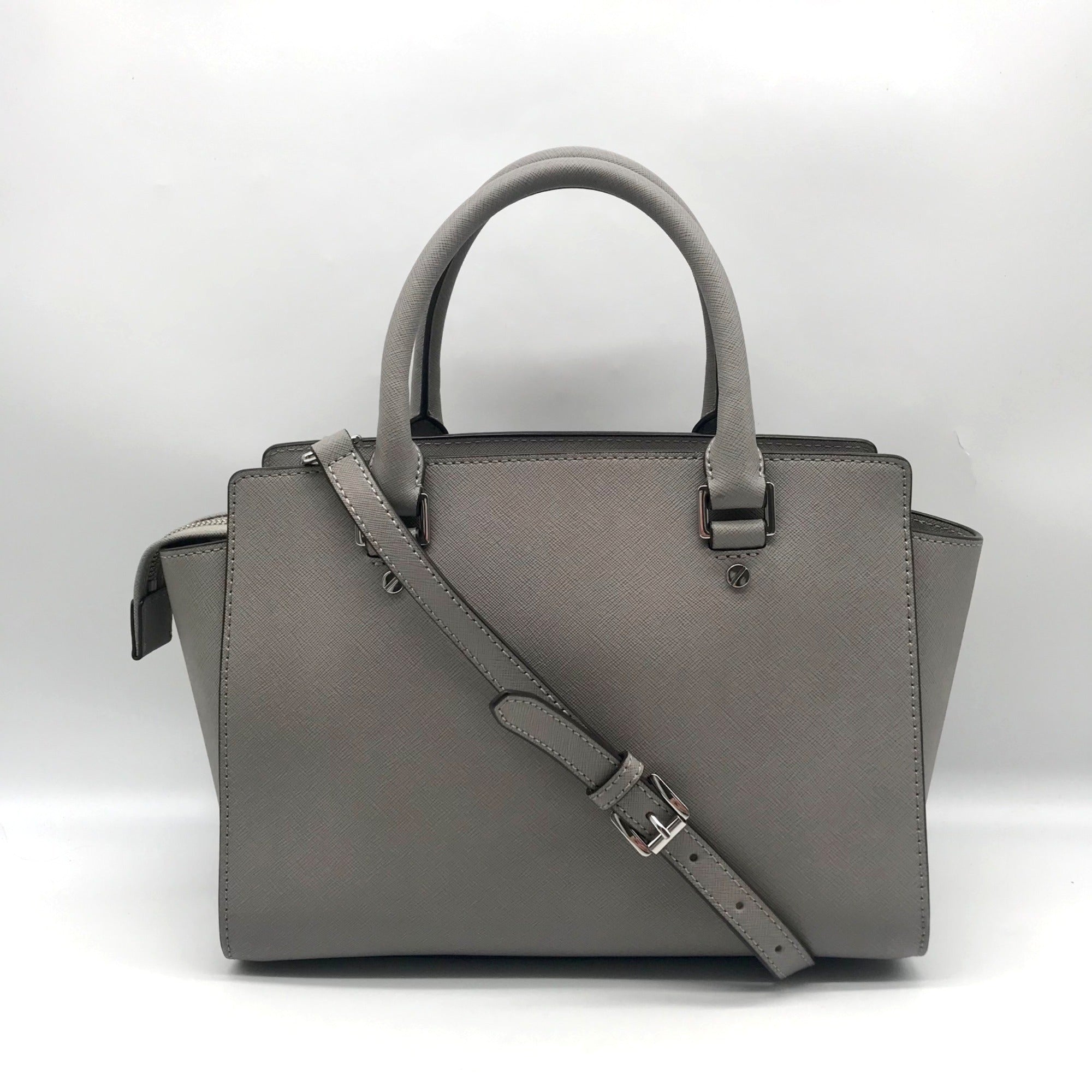 Michael Kors Grey Saffiano Selma Medium Convertible Satchel