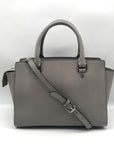 Michael Kors Grey Saffiano Selma Medium Convertible Satchel