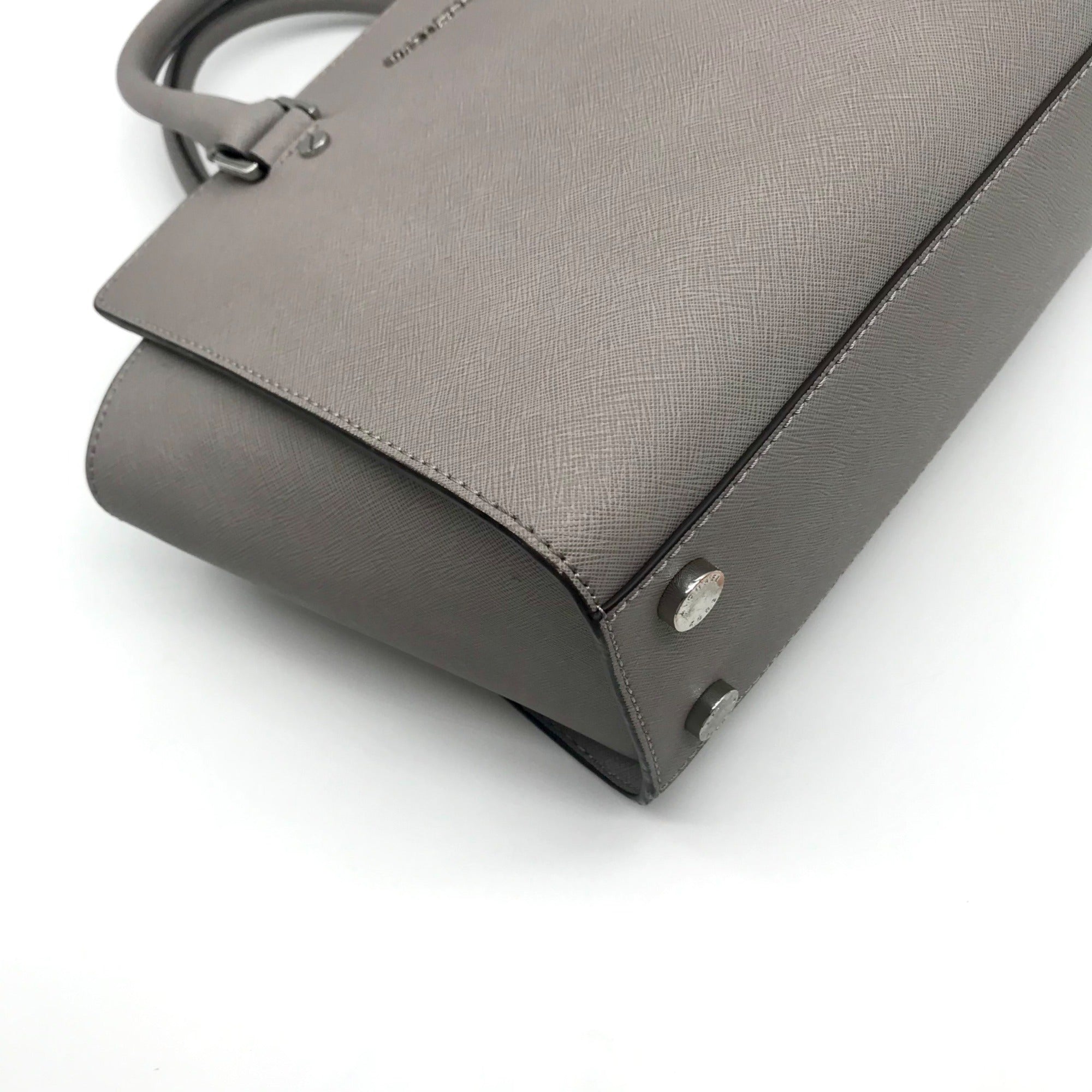 Michael Kors Grey Saffiano Selma Medium Convertible Satchel