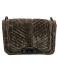 Rebecca Minkoff Velvet Quilted Chevron Graphite & Gray Love Crossbody