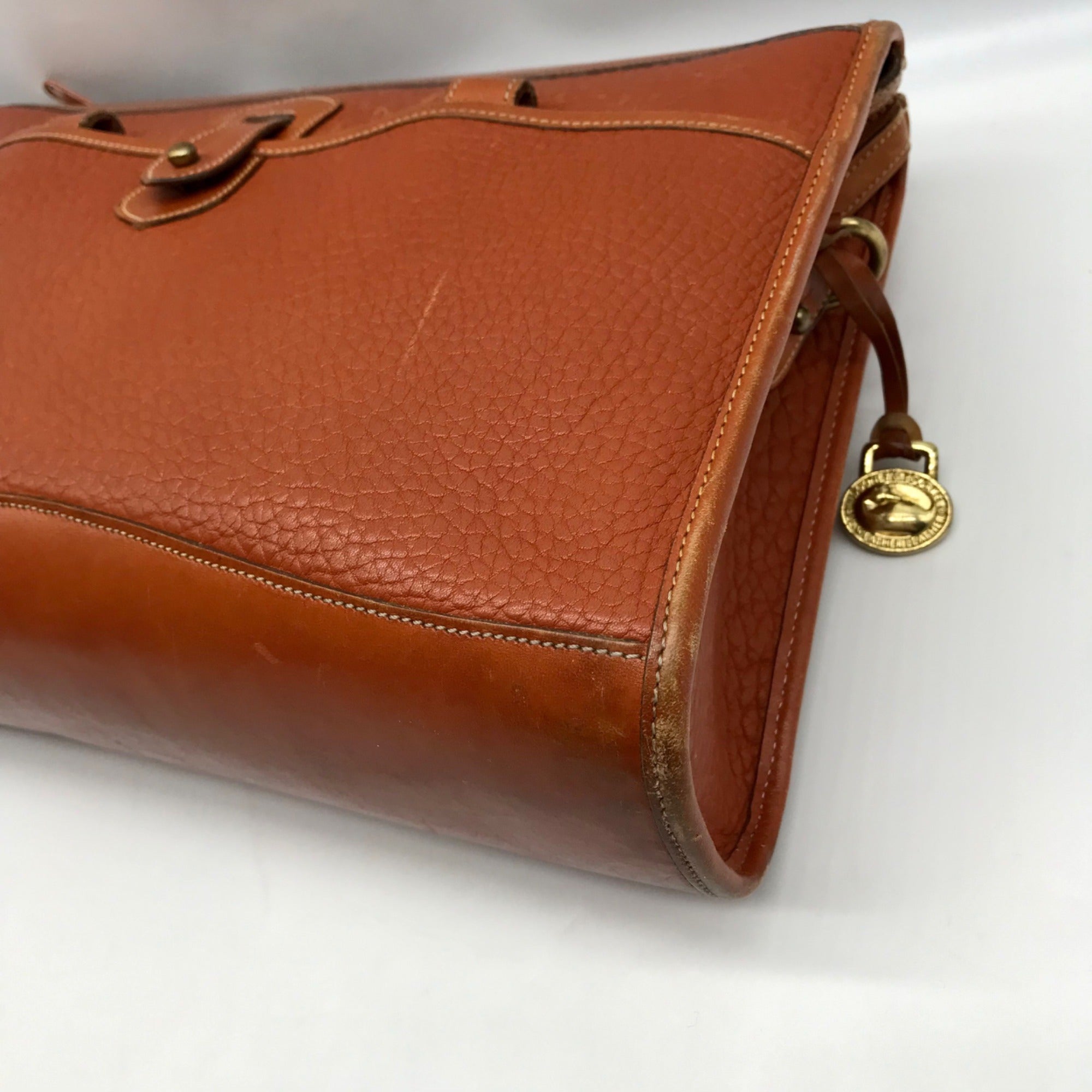 Dooney &amp; Bourke British Tan Pebbled Grain Leather Vintage All Weather Crossbody Bag