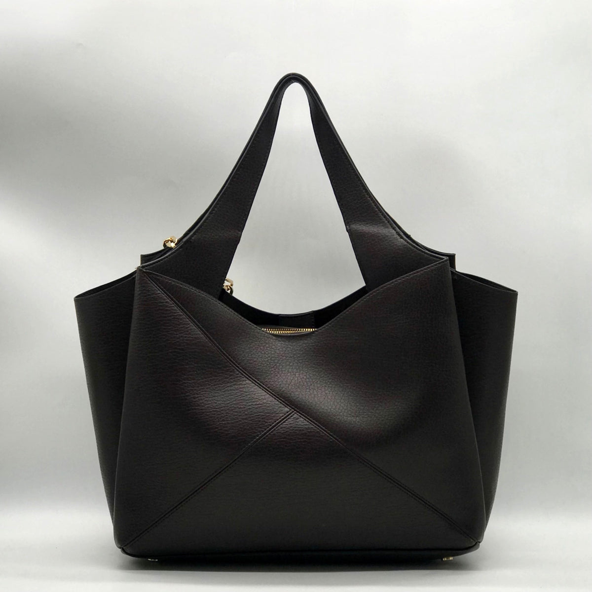 I.N.C. Dark Brown Liliah Large Seamed Tote Bag