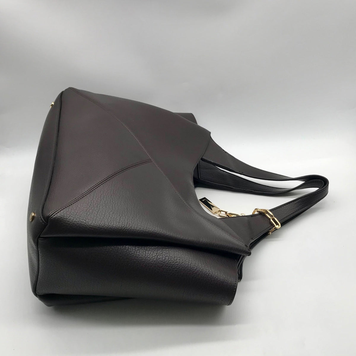 I.N.C. Dark Brown Liliah Large Seamed Tote Bag