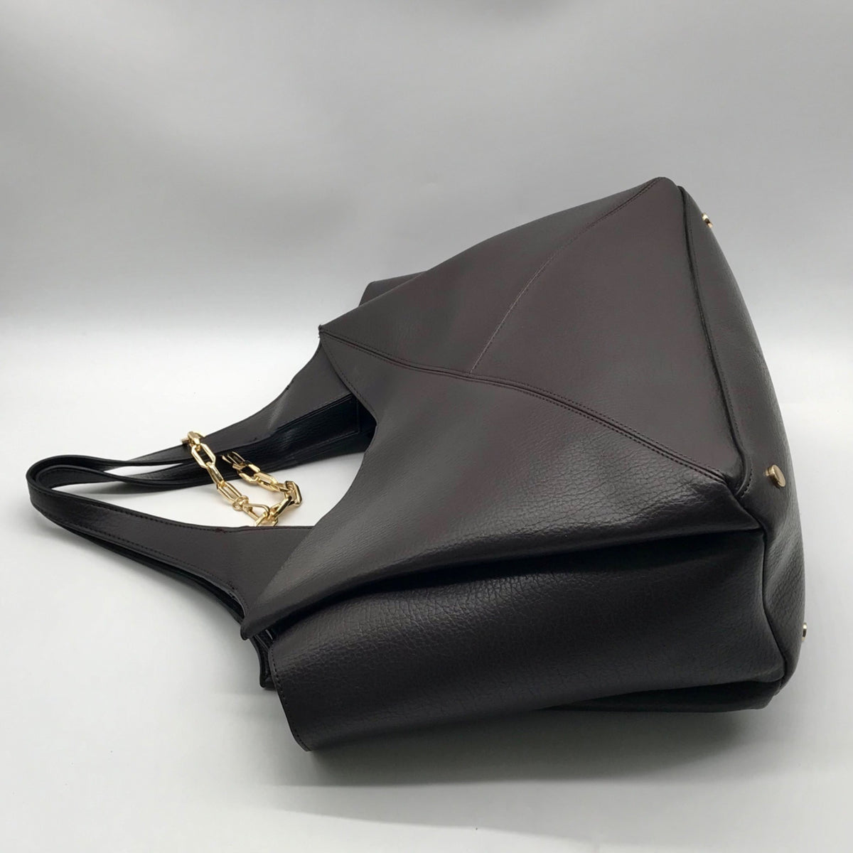 I.N.C. Dark Brown Liliah Large Seamed Tote Bag