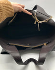 I.N.C. Dark Brown Liliah Large Seamed Tote Bag