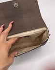Guess Brown Faux Leather Lyndi Mini Top Handle Flap Crossbody Bag
