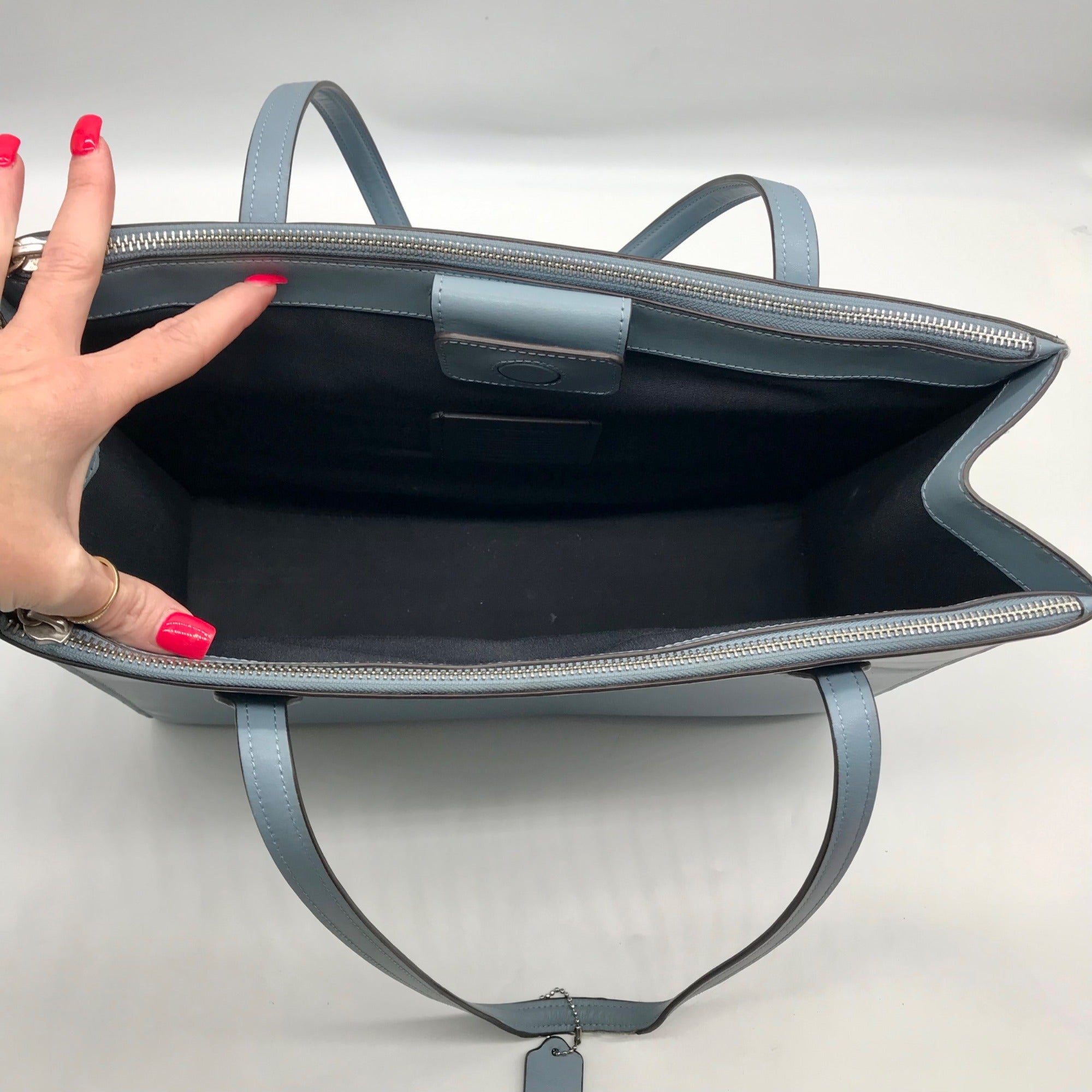 Coach Light Blue Leather Nina Tote Bag CR096