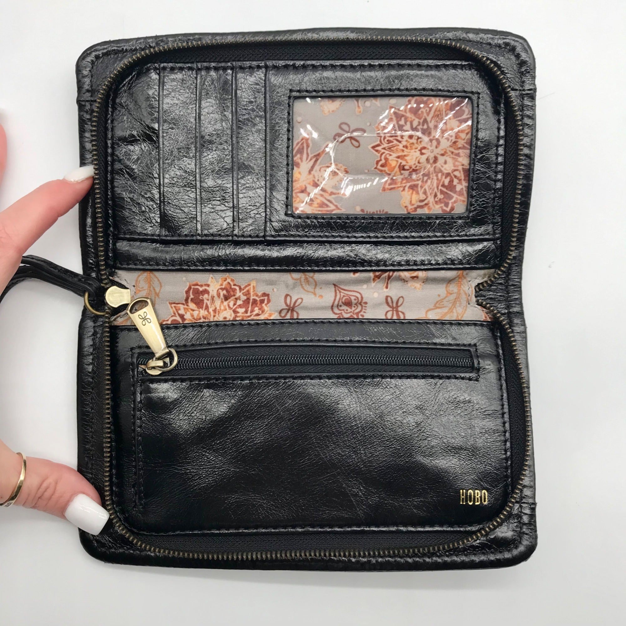 Hobo Black Patent Leather Galaxy Wristlet
