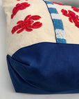 America & Beyond Cream and Blue Beaded Lobster Tote Bag