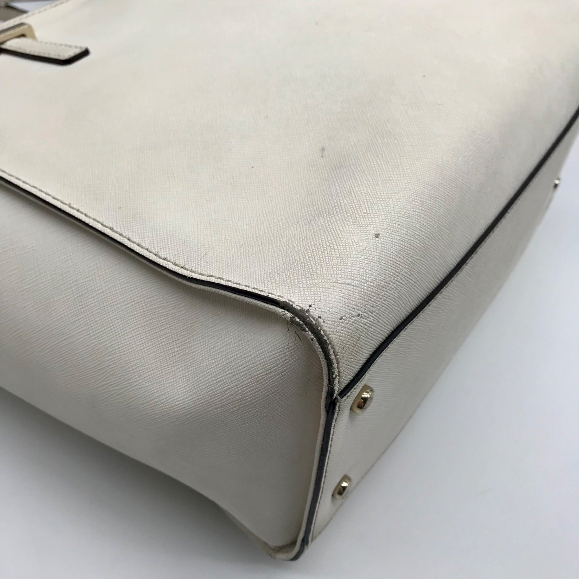 Kate Spade White Saffiano Leather Large Cedar Street Hayden Convertible Satchel