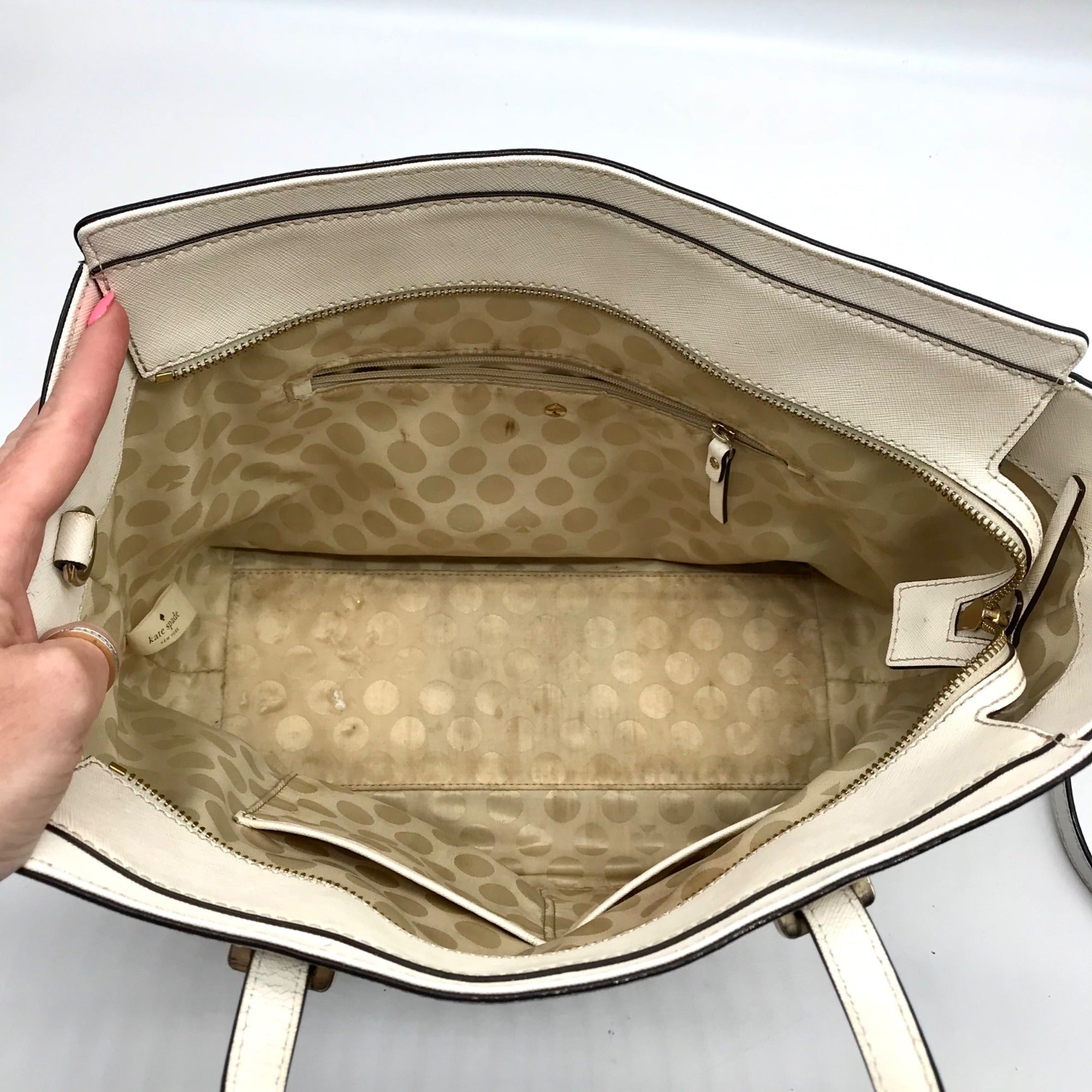 Kate Spade White Saffiano Leather Large Cedar Street Hayden Convertible Satchel