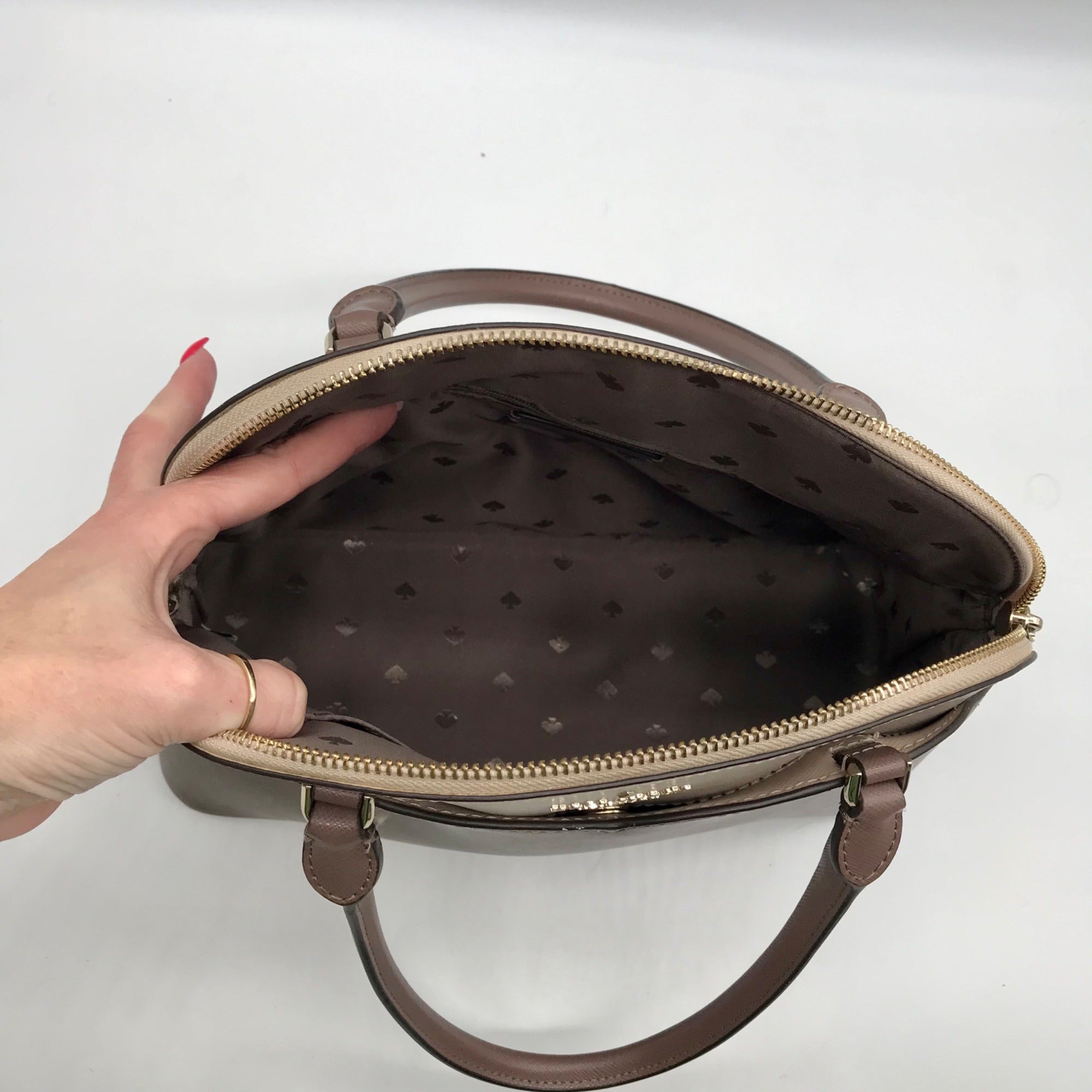 Kate Spade Beige Saffiano Leather Payton Dome Convertible Satchel