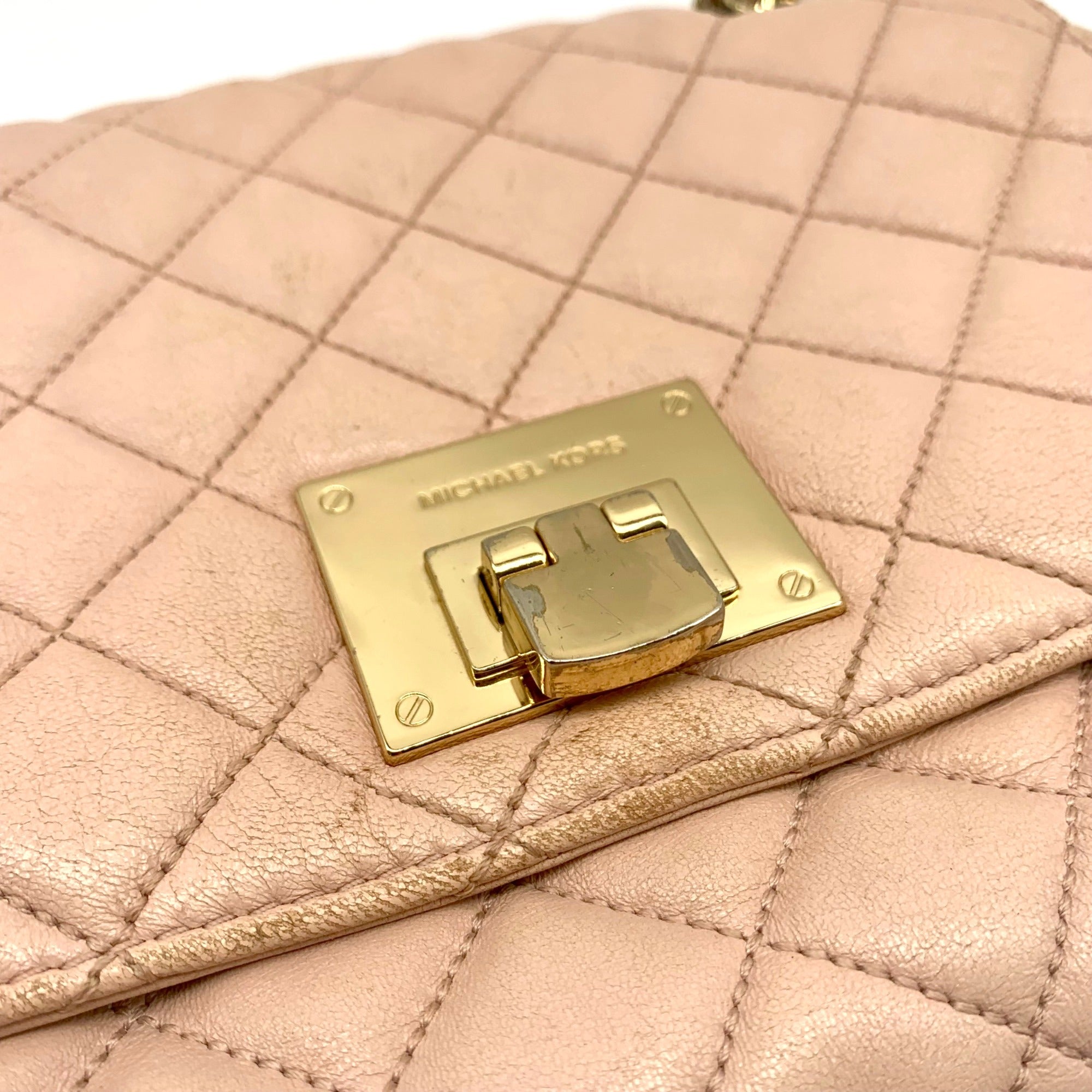 Michael Kors Pink Quilted Leather Sloan Convertible Crossbody Bag