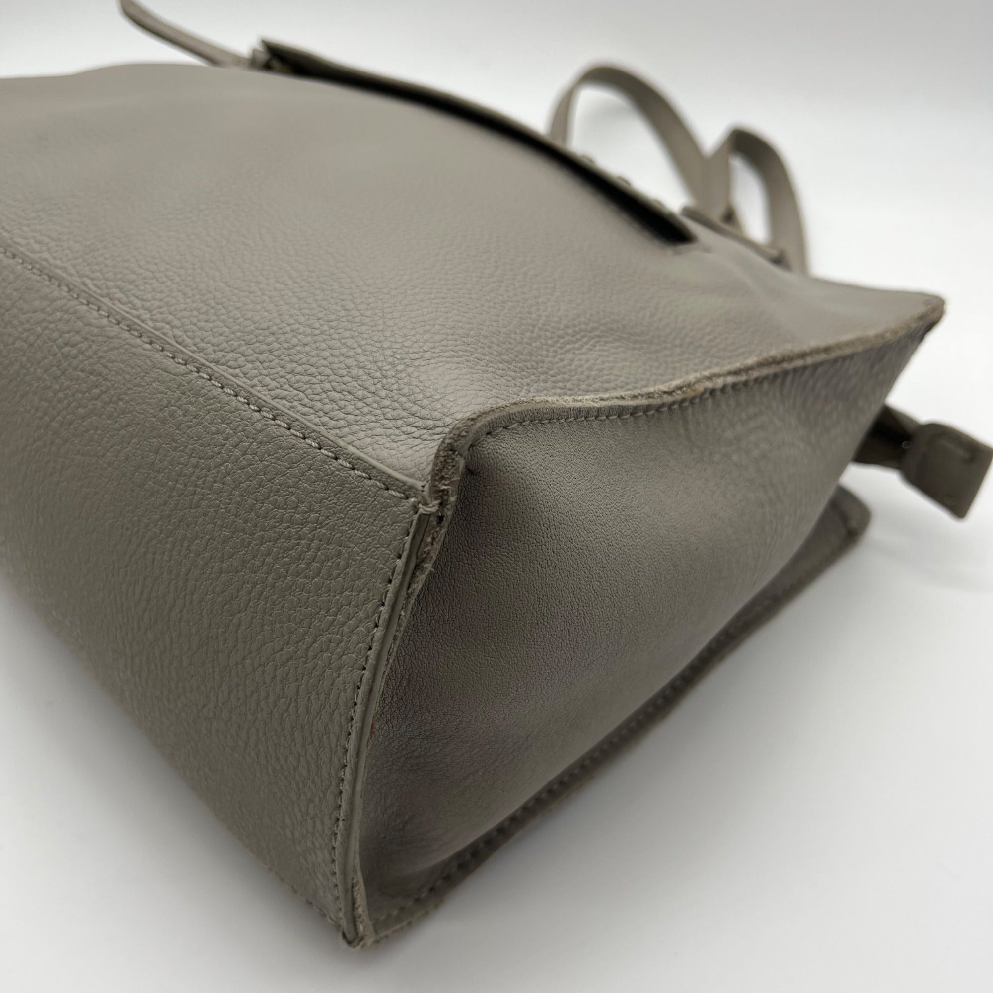 The Sak Gray Leather Tote Bag With Decorative Turquoise Stone Charm
