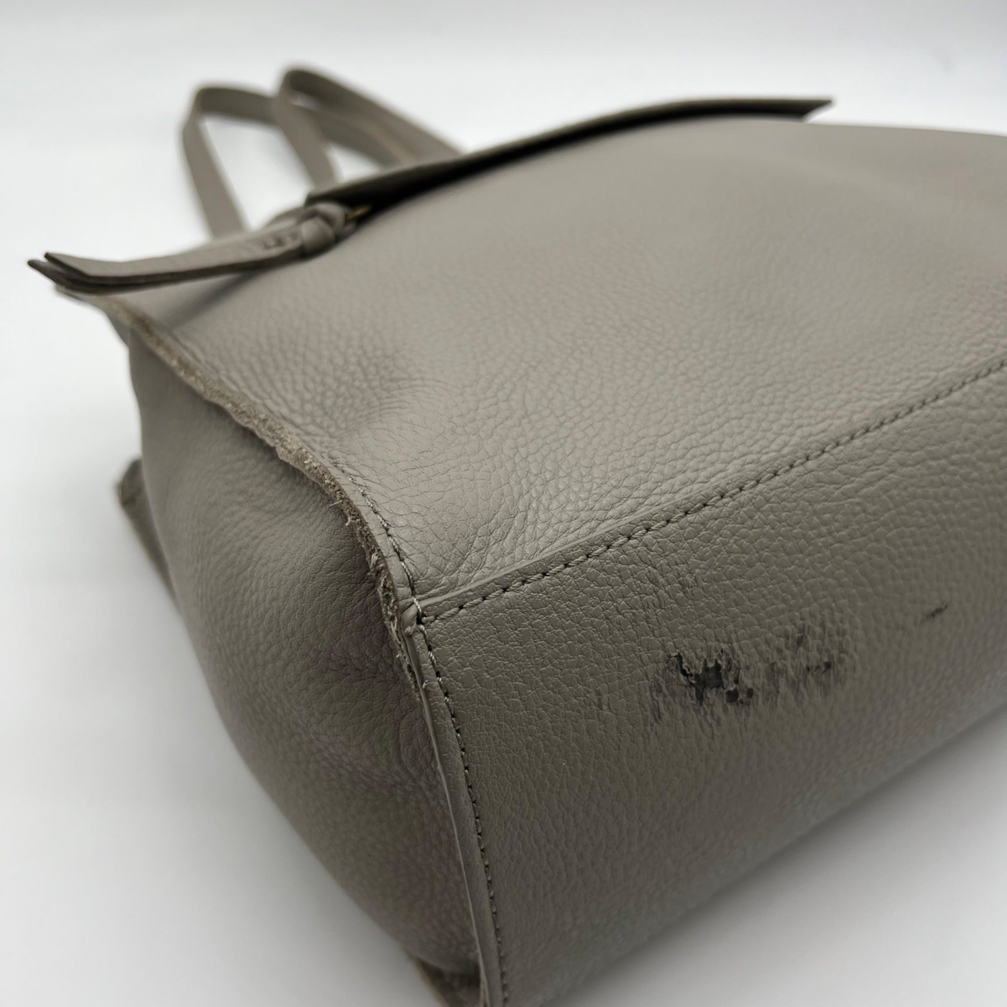 The Sak Gray Leather Tote Bag With Decorative Turquoise Stone Charm