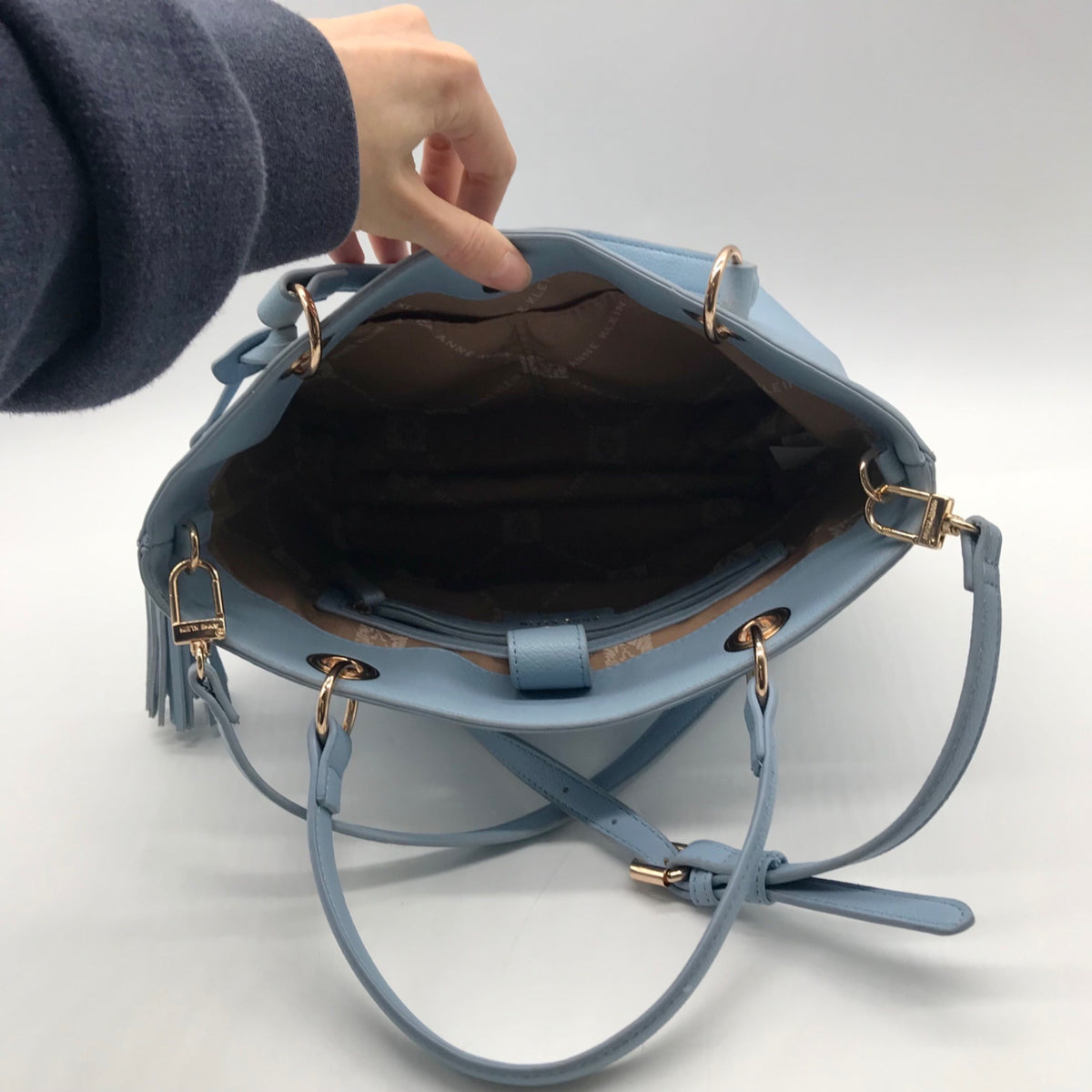 Anne Klein Blue Faux Leather Shoulder Bag