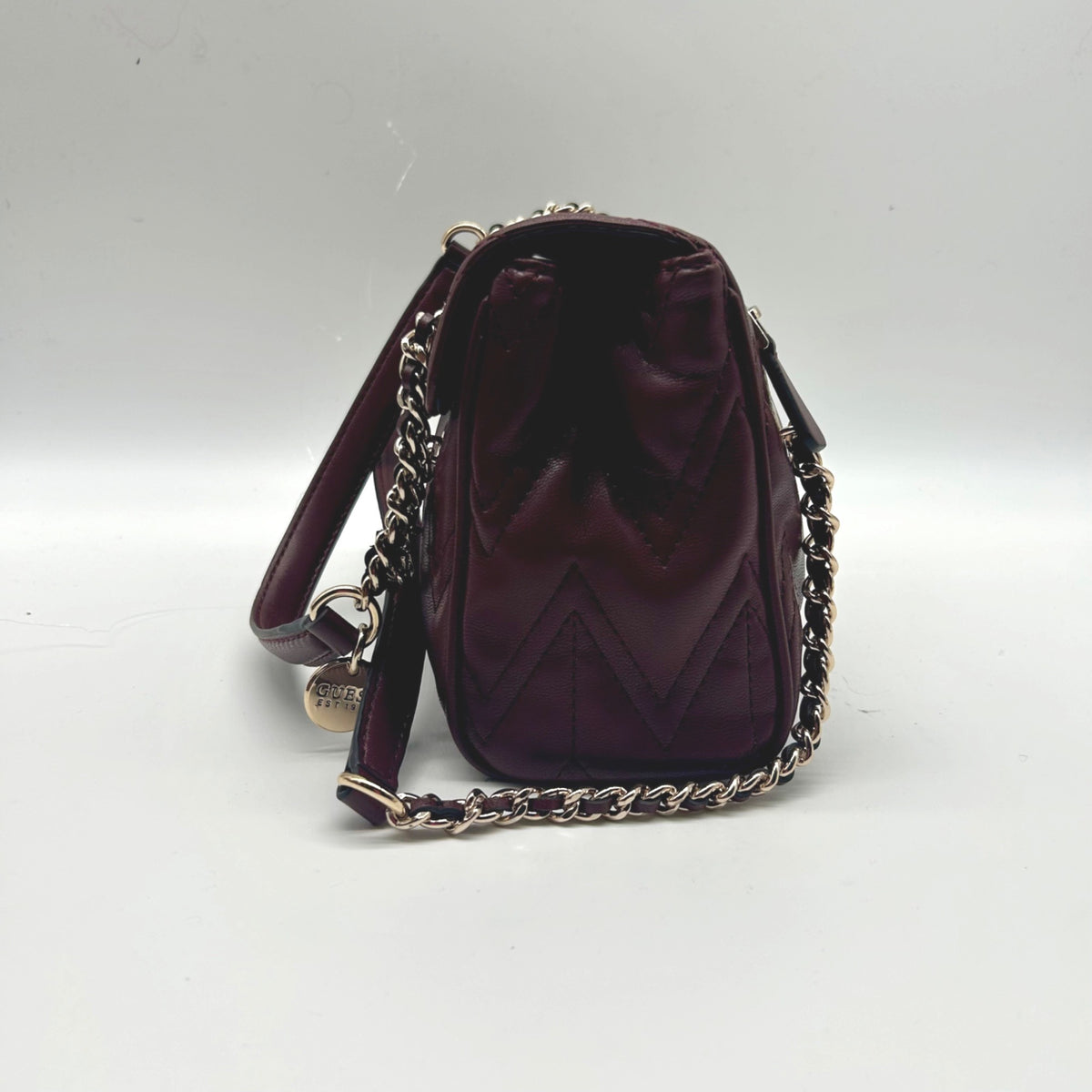 Guess Red Edna Chevron Stitch Shoulder Bag