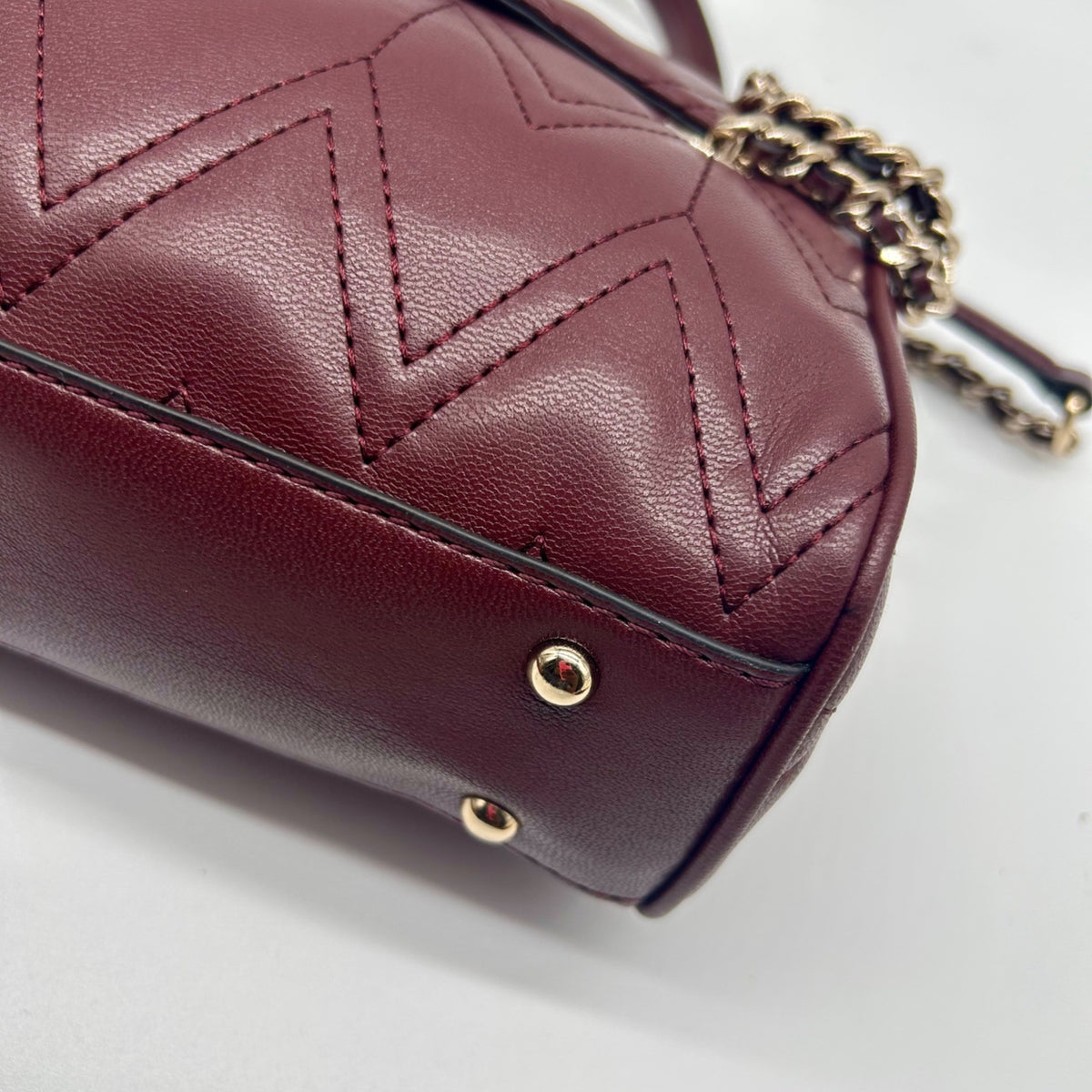 Guess Red Edna Chevron Stitch Shoulder Bag