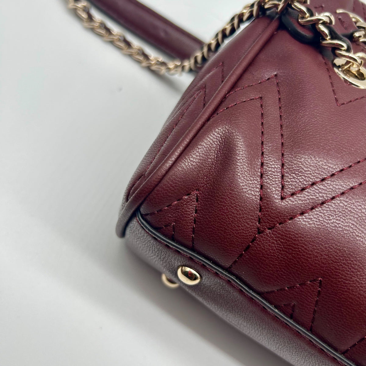 Guess Red Edna Chevron Stitch Shoulder Bag