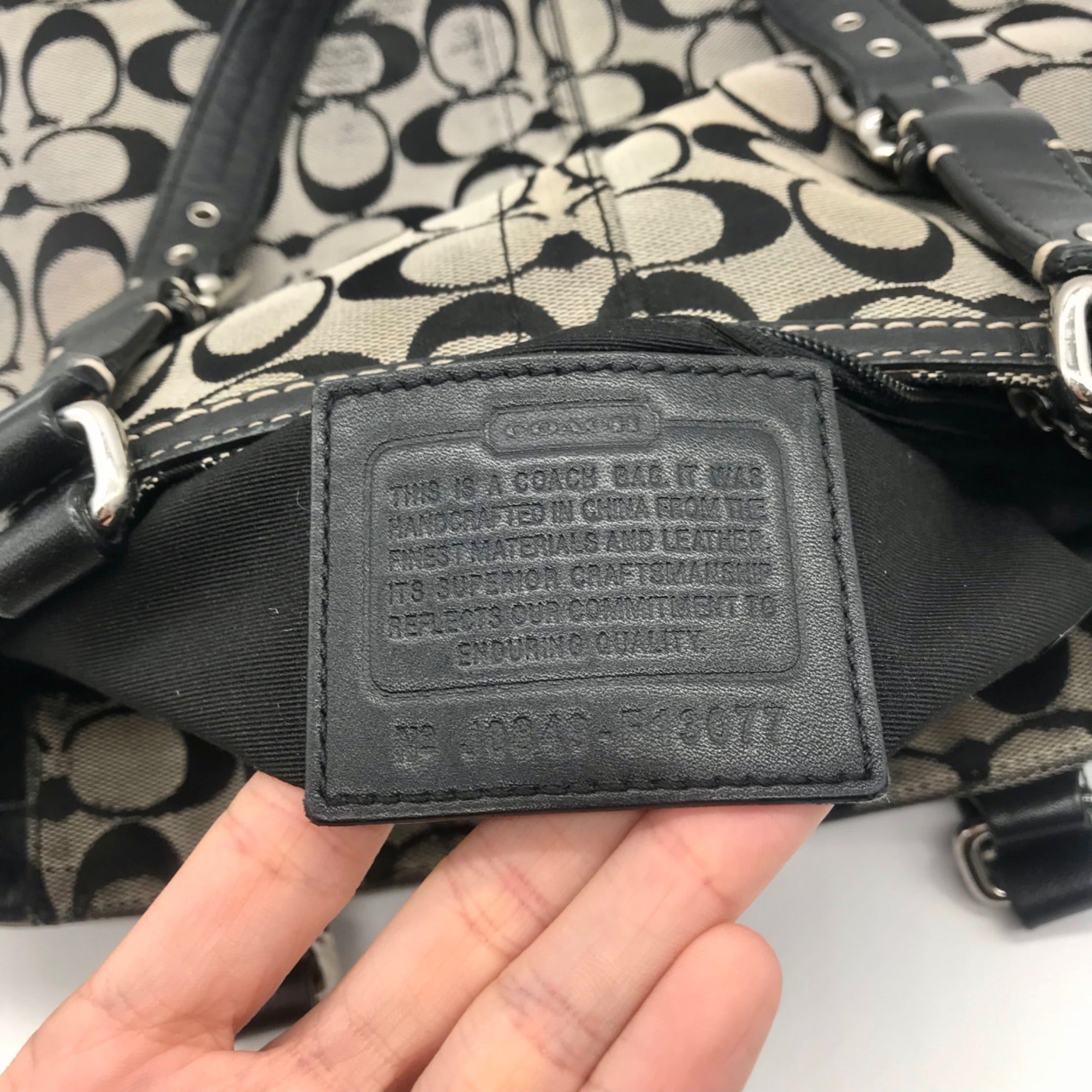 Coach Vintage Gray and Black Canvas Hamptons Shoulder Bag-F13077
