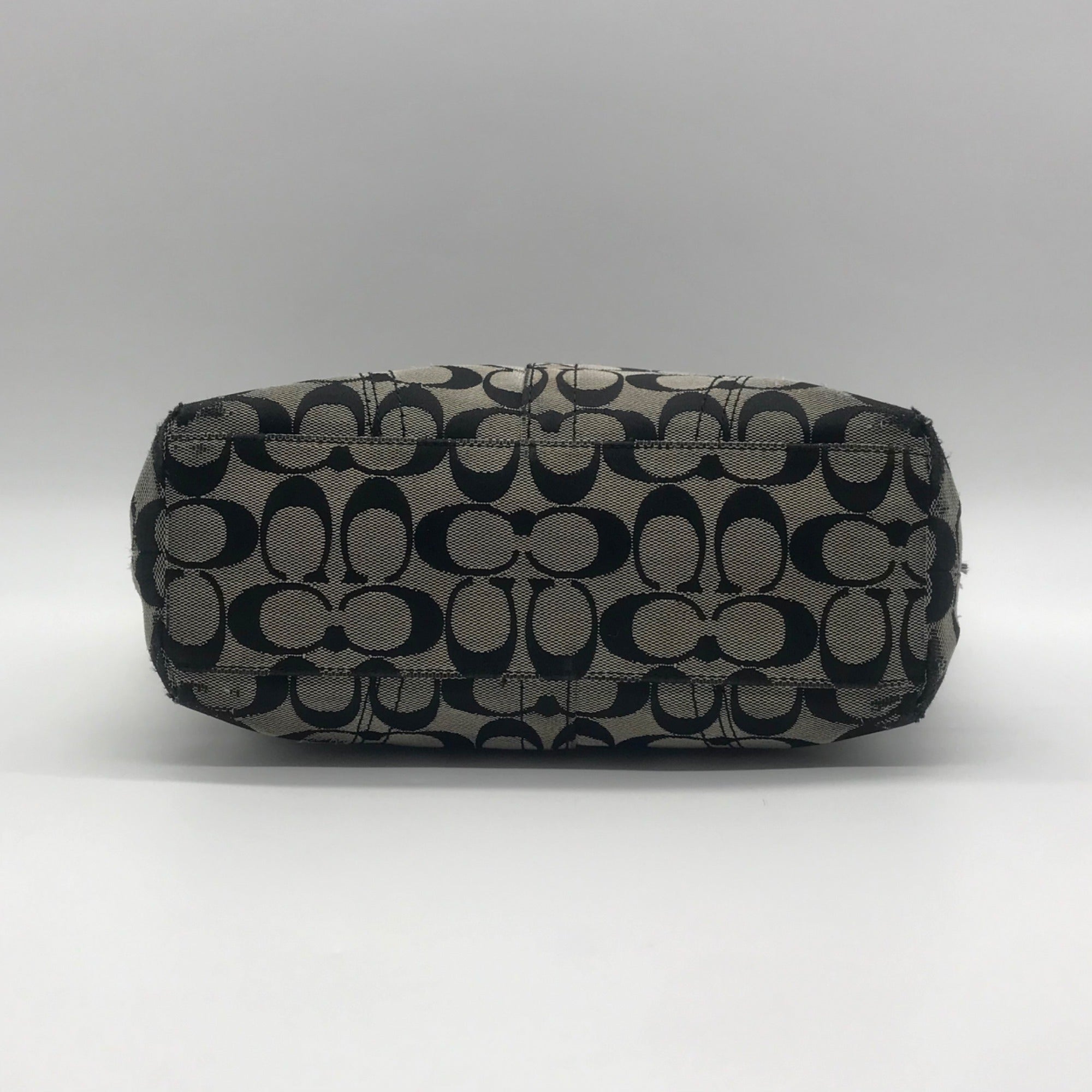 Coach Vintage Gray and Black Canvas Hamptons Shoulder Bag-F13077