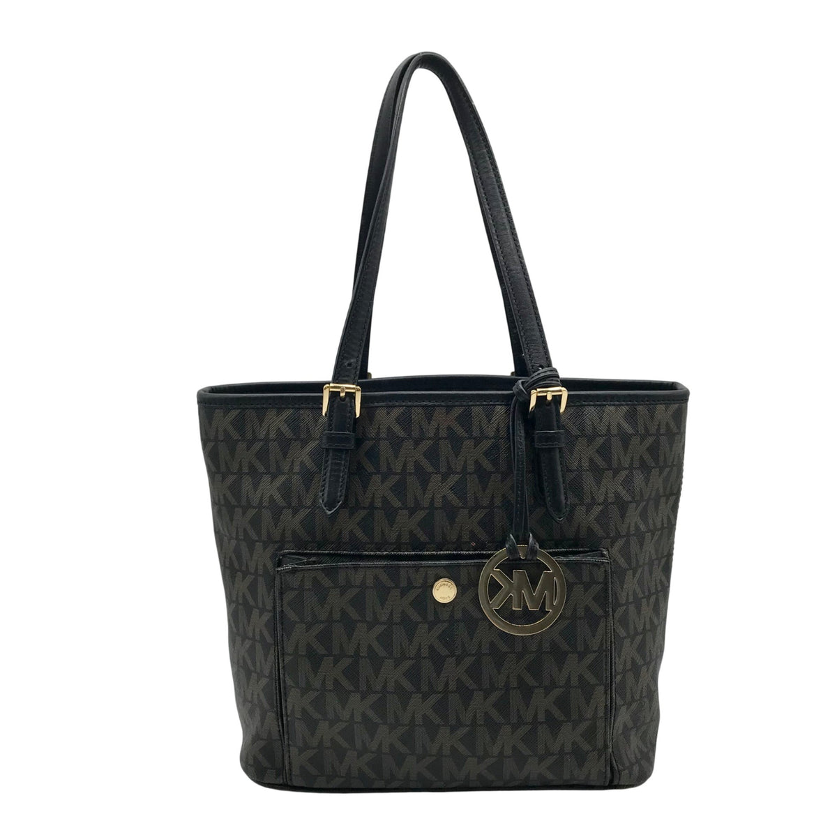 Michael Kors Brown Monogram Leather Carmen Shoulder Bag