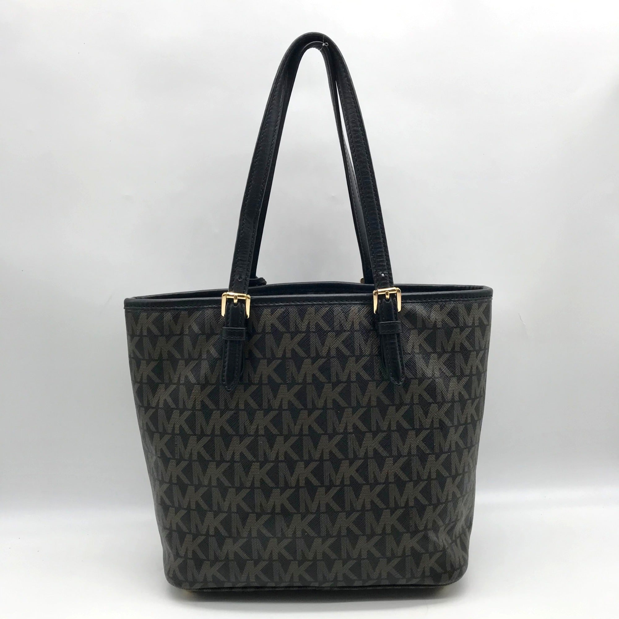 Michael Kors Brown Monogram Leather Carmen Shoulder Bag