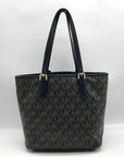 Michael Kors Brown Monogram Leather Carmen Shoulder Bag
