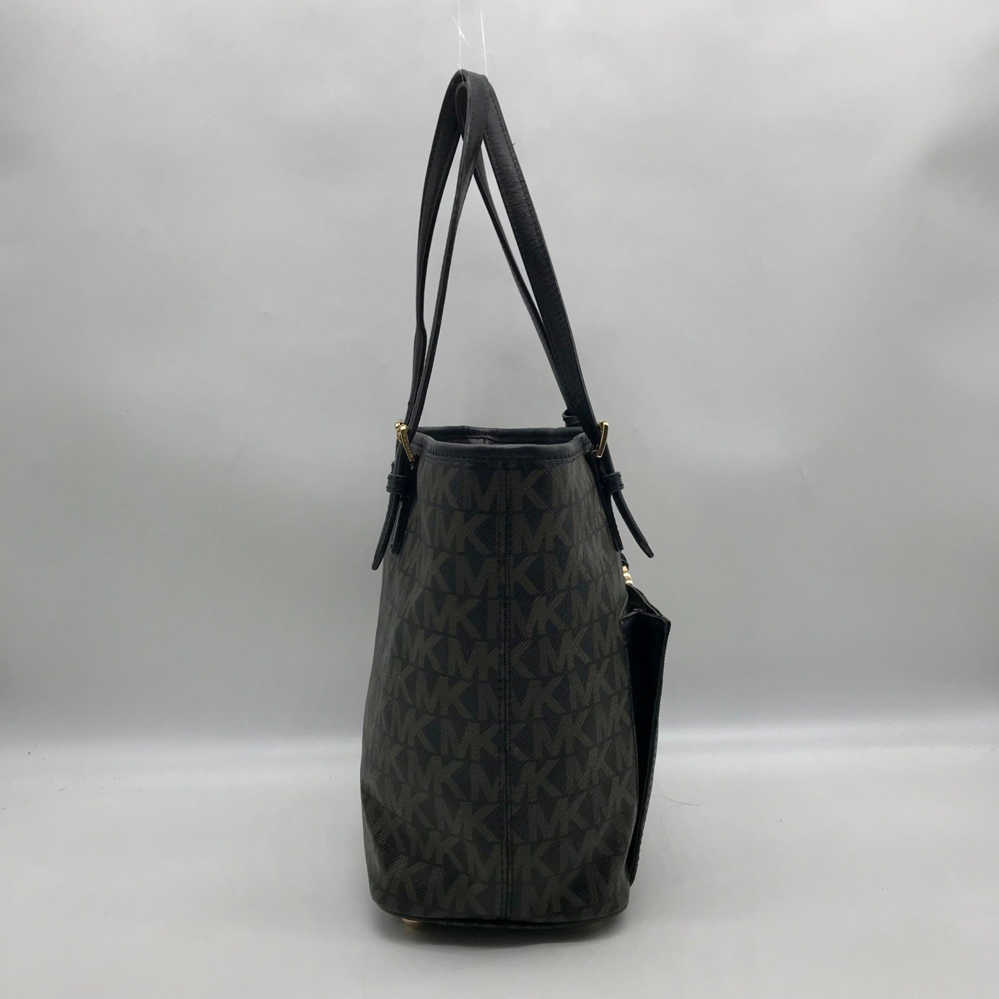Michael Kors Brown Monogram Leather Carmen Shoulder Bag