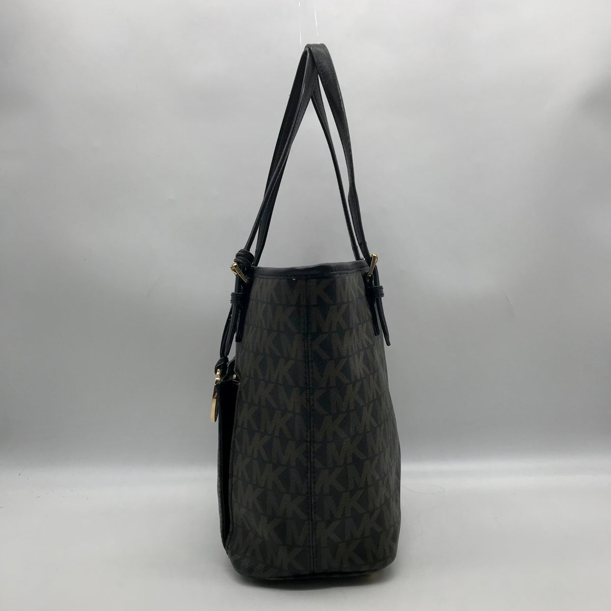 Michael Kors Brown Monogram Leather Carmen Shoulder Bag
