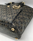 Michael Kors Brown Monogram Leather Carmen Shoulder Bag