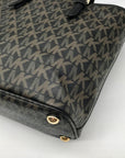Michael Kors Brown Monogram Leather Carmen Shoulder Bag