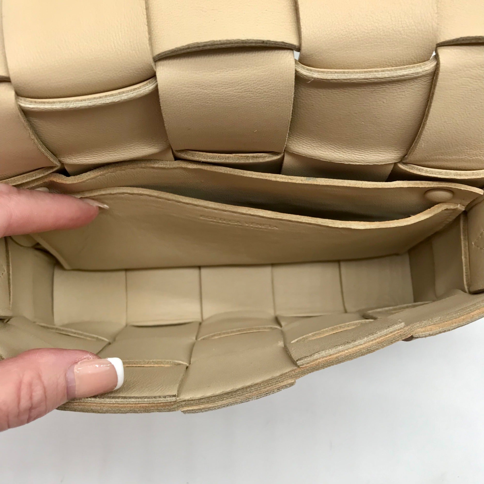 Bottega Veneta Neutral Leather Padded Cassette Crossbody Bag