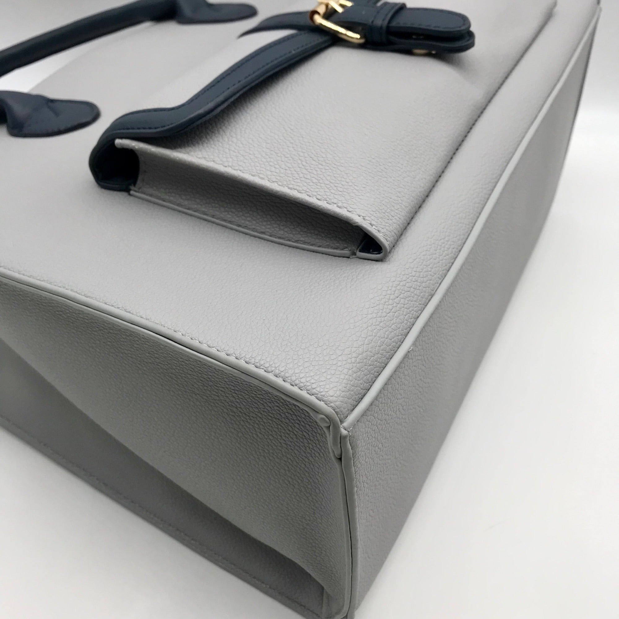 Like Dreams Navy Veda Two-Tone Buckle Medium Satchel Bag