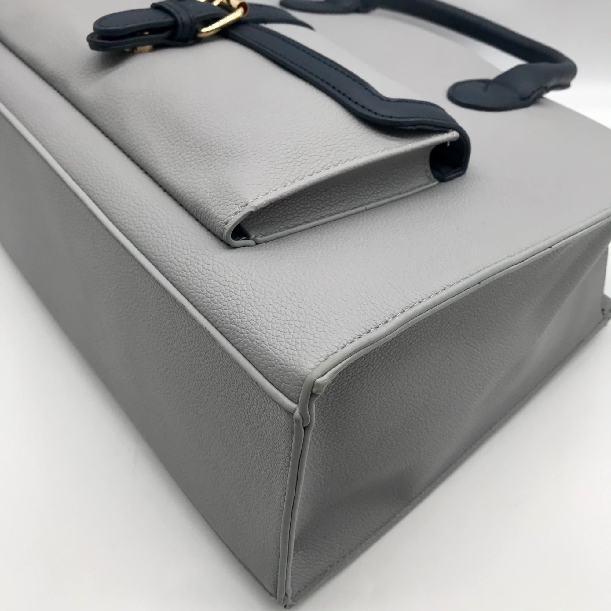 Like Dreams Navy Veda Two-Tone Buckle Medium Satchel Bag