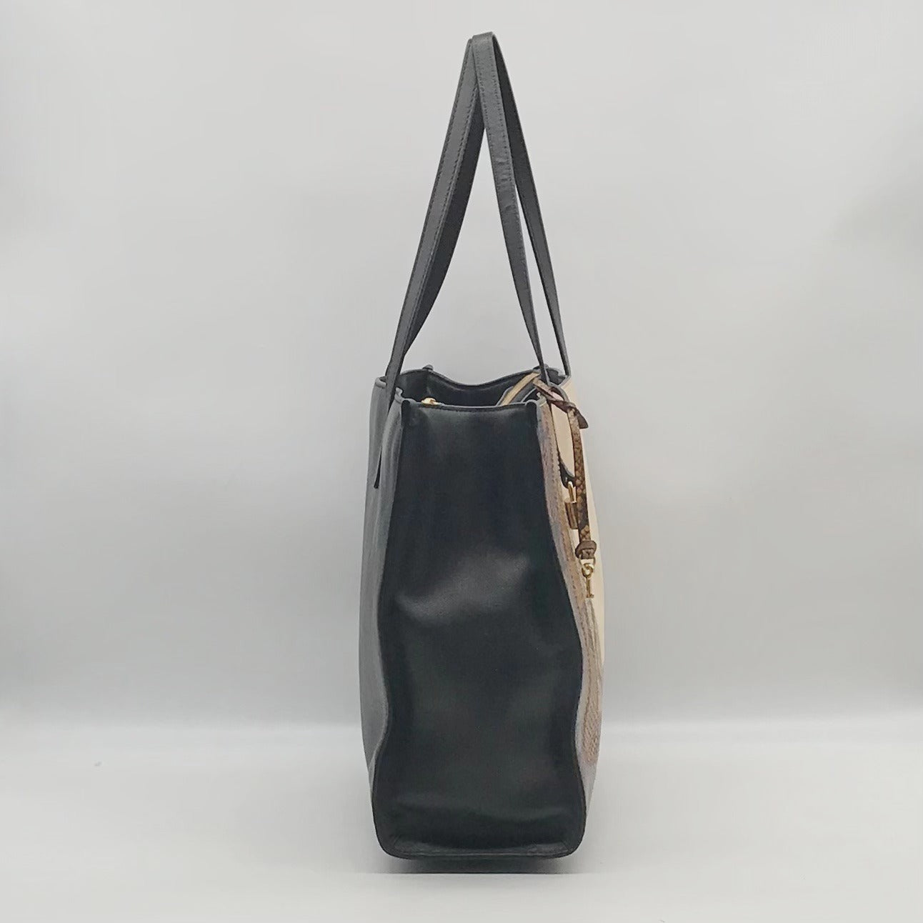 Marc Jacobs Black Snake Embossed Leather Grind Shopper Tote Bag