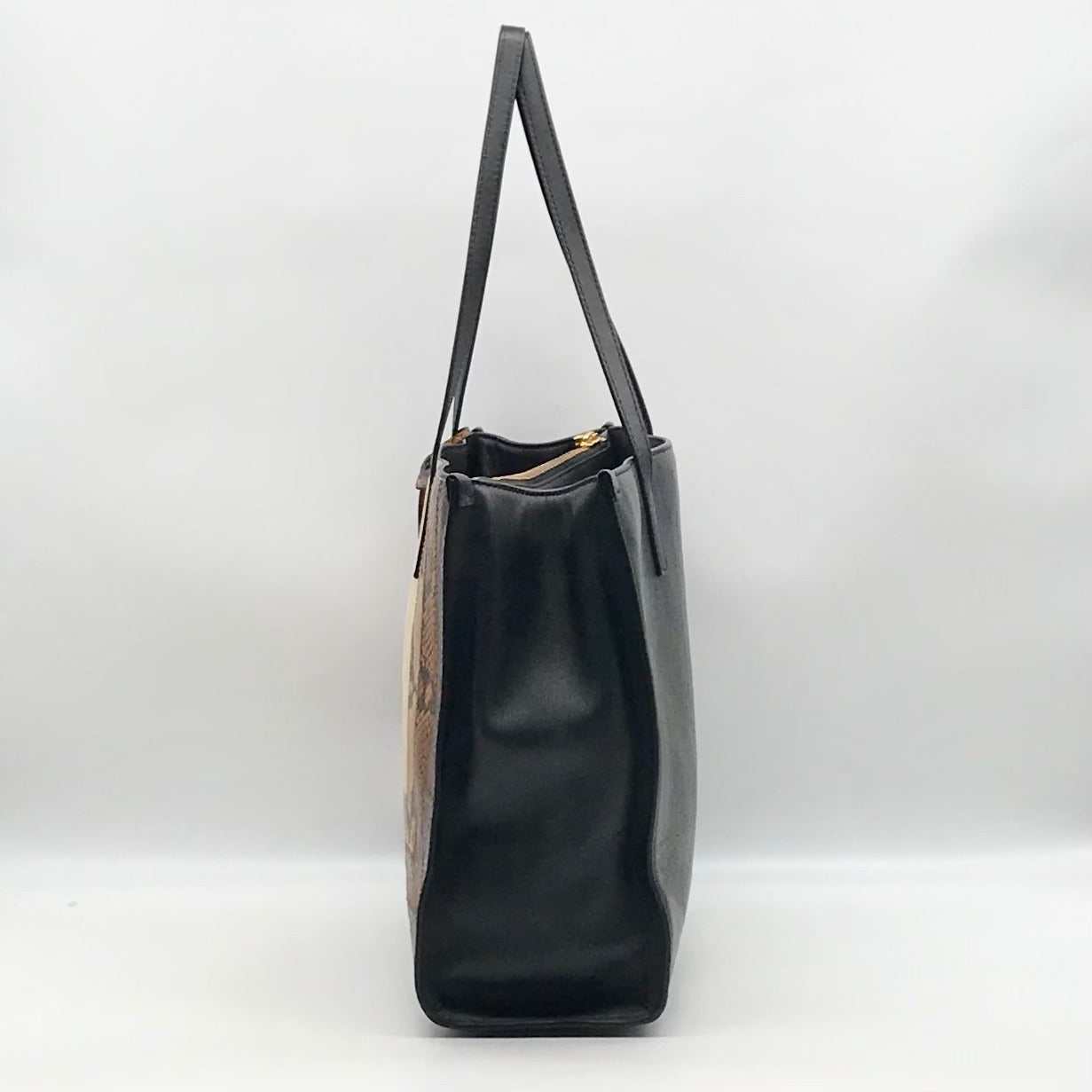 Marc Jacobs Black Snake Embossed Leather Grind Shopper Tote Bag