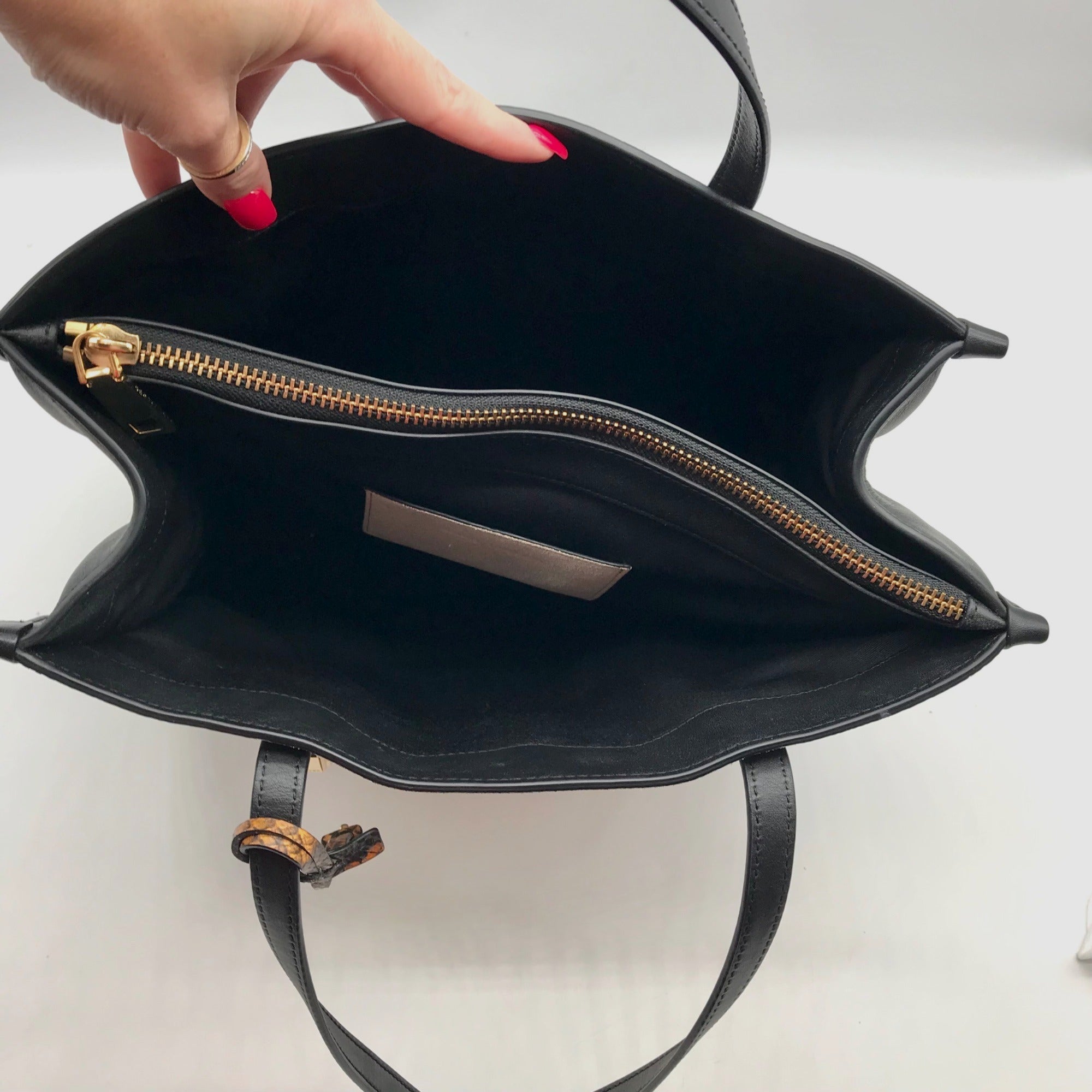Marc Jacobs Black Snake Embossed Leather Grind Shopper Tote Bag