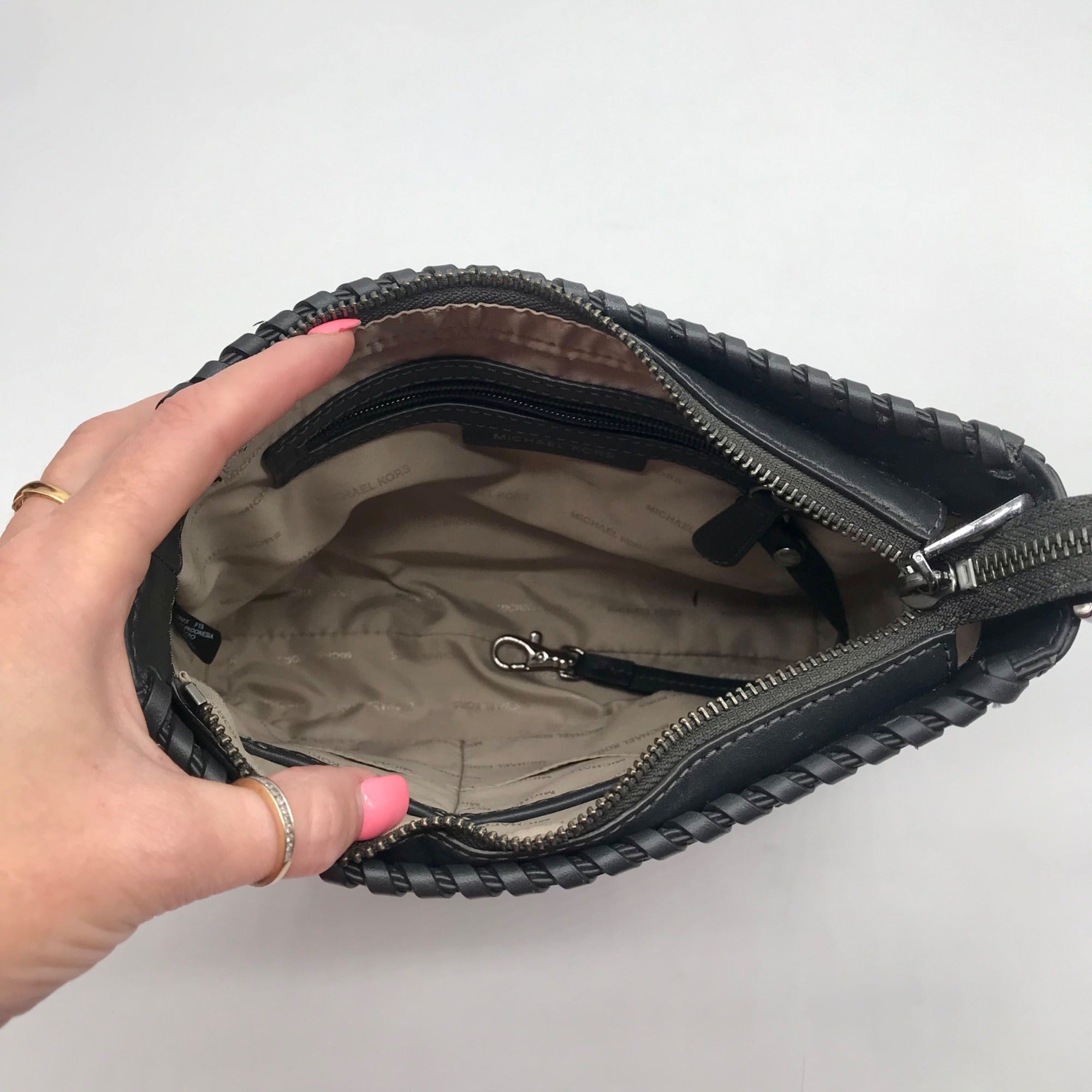 Michael Kors Dark Gray Leather Gloria Crossbody