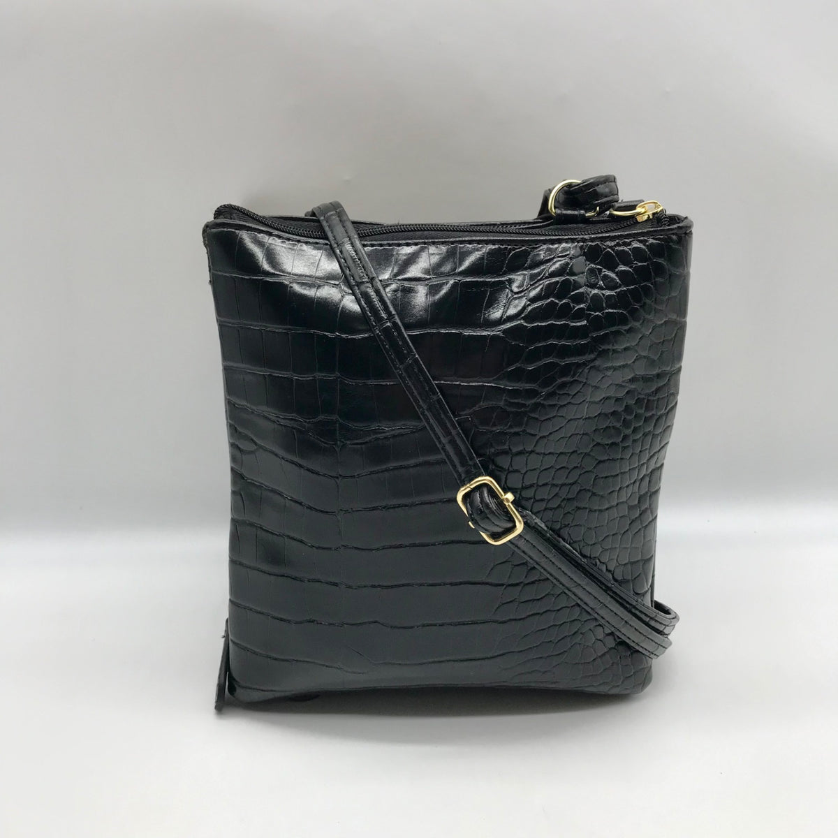 Giani Bernini Black Croc Dasher Crossbody Bag
