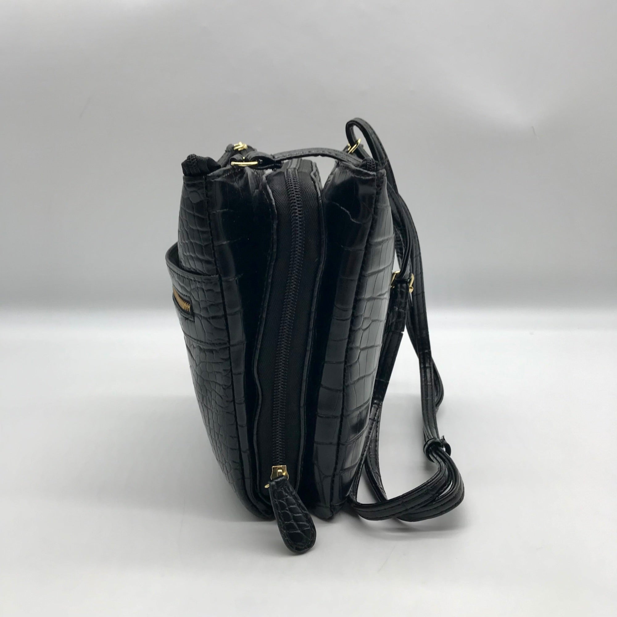 Giani Bernini Black Croc Dasher Crossbody Bag