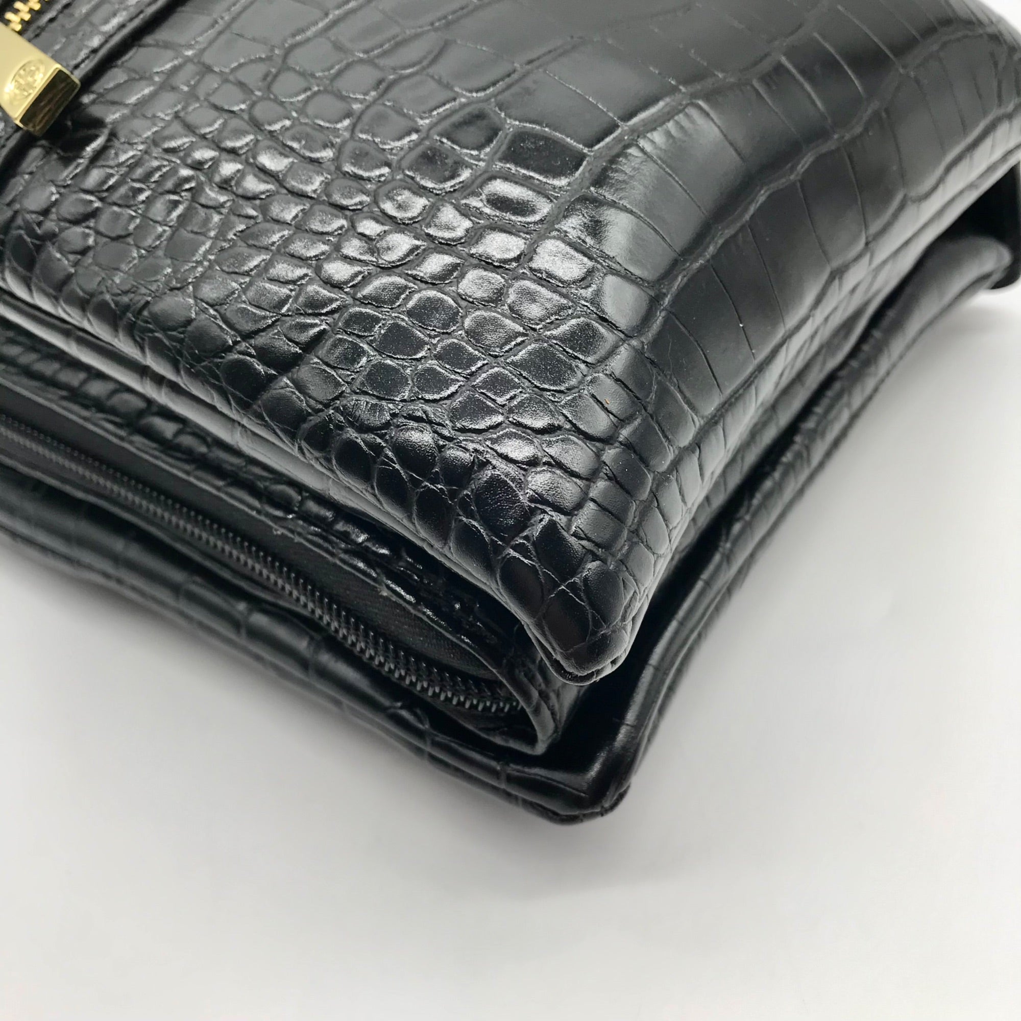 Giani Bernini Black Croc Dasher Crossbody Bag